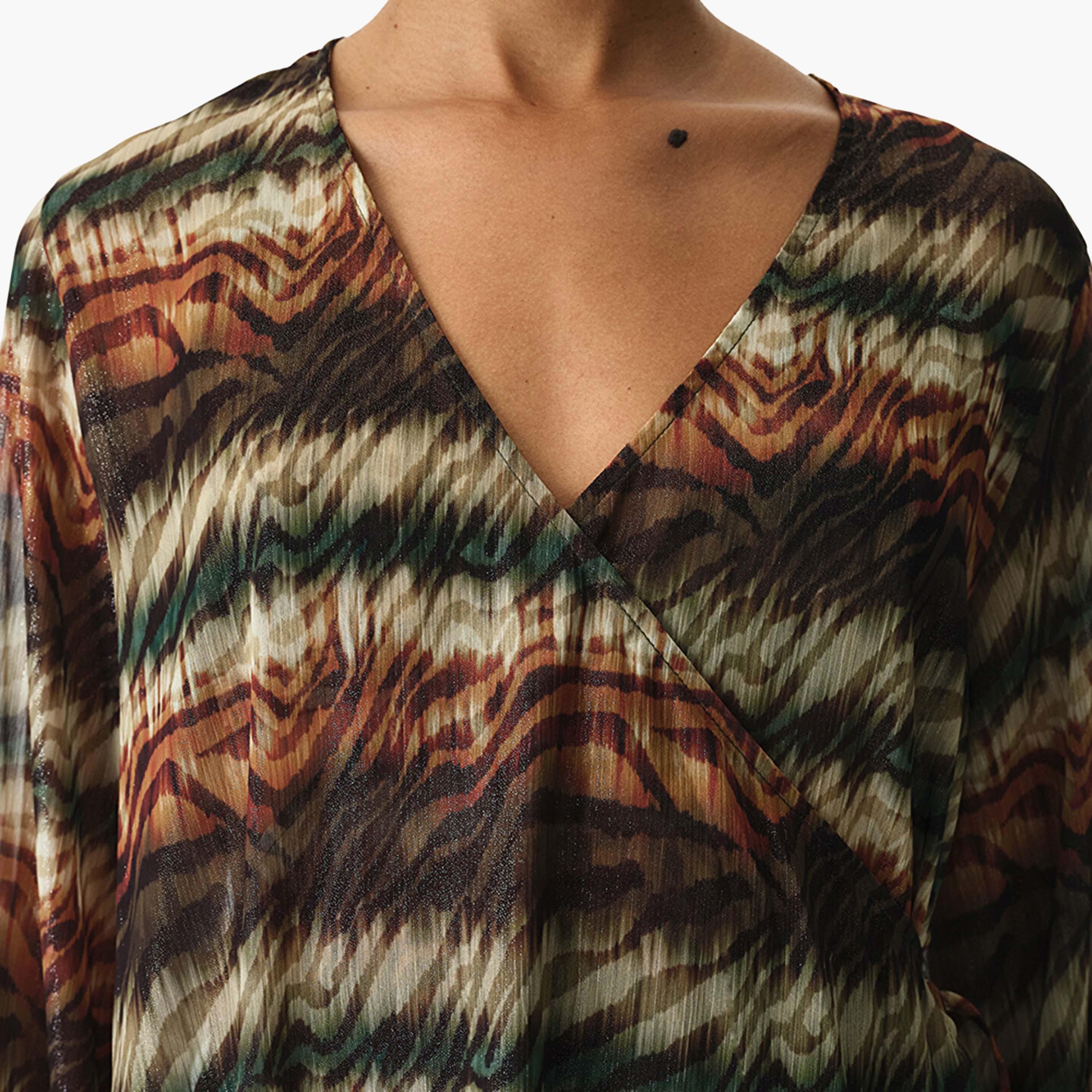 كاش مايوه مطبوع بأكمام طويلة وفتحة رقبة سبعة للنساء من بينتي-women-clothing-swimandbeach-coverups-image-4