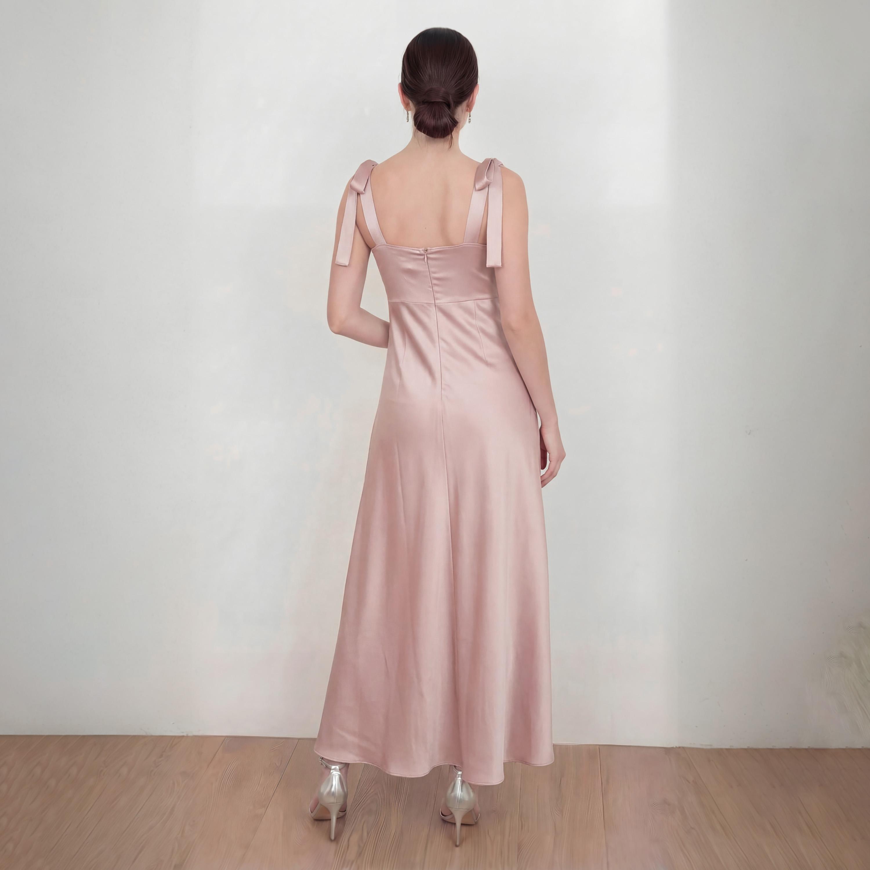 Maya Deluxe Satin Sweetheart Neck Women's Maxi Dress-women-clothing-dresses-image-2