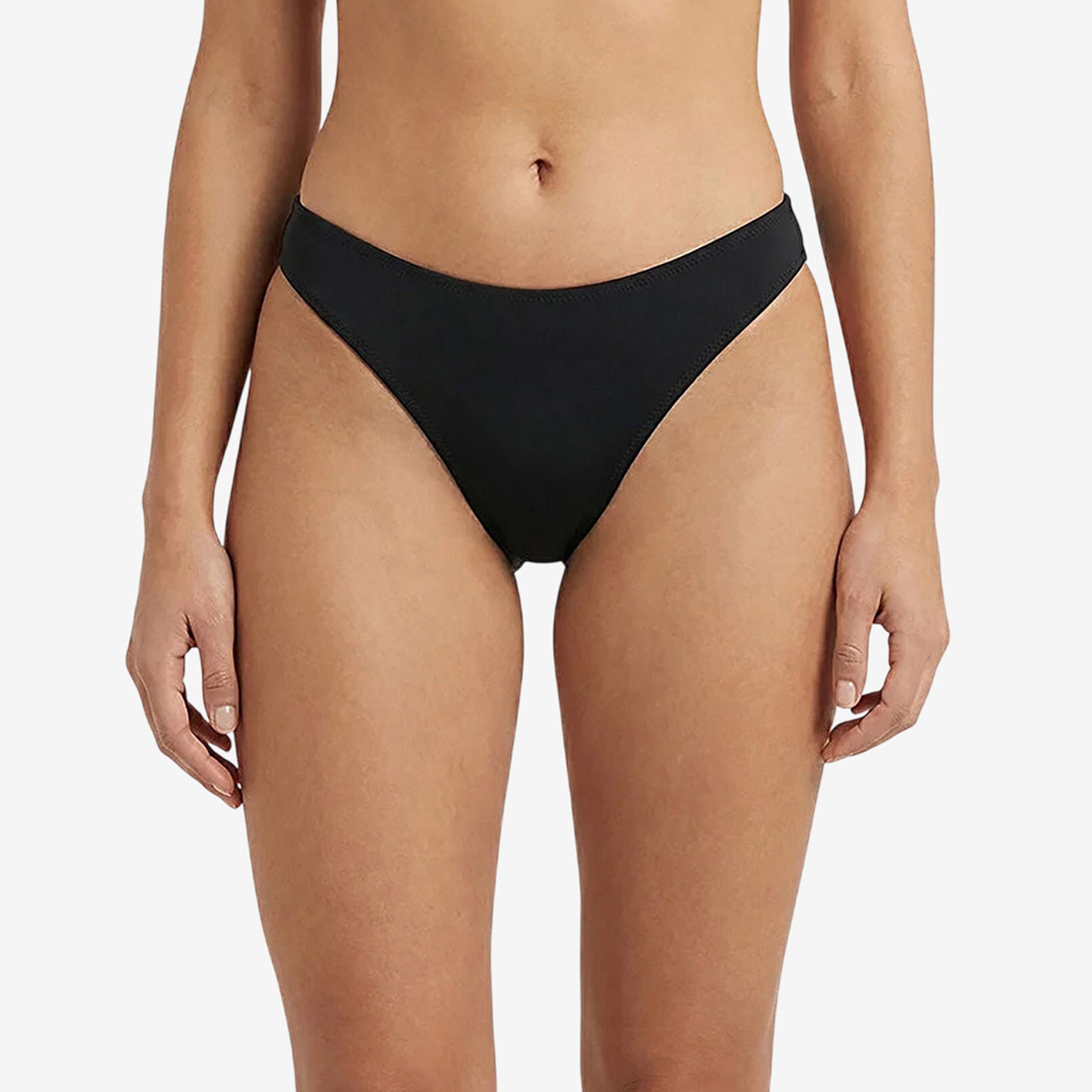 Penti Black Plain Mid-Rise Women's Bikini Bottom-women-clothing-swimandbeach-swim-bikinis-image-1