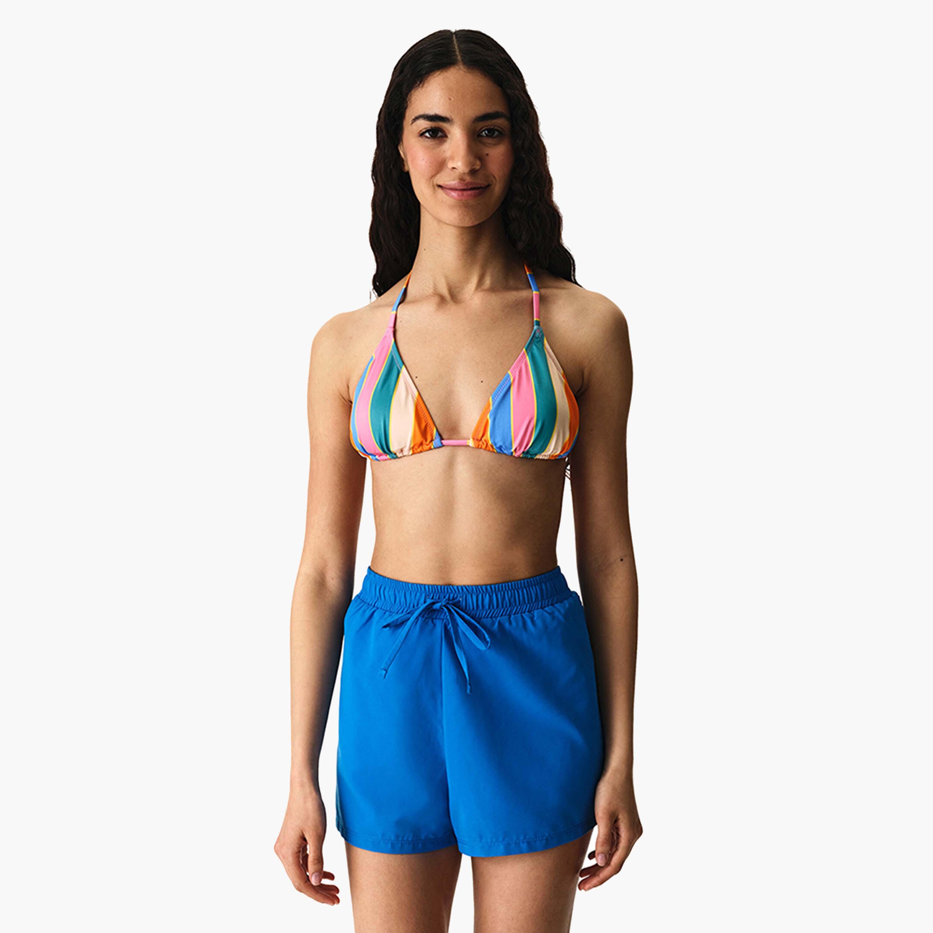 شورت سباحة سادة بخصر مرتفع ورباط تضييق للنساء من بينتي-women-clothing-swimandbeach-beachwear-image-3