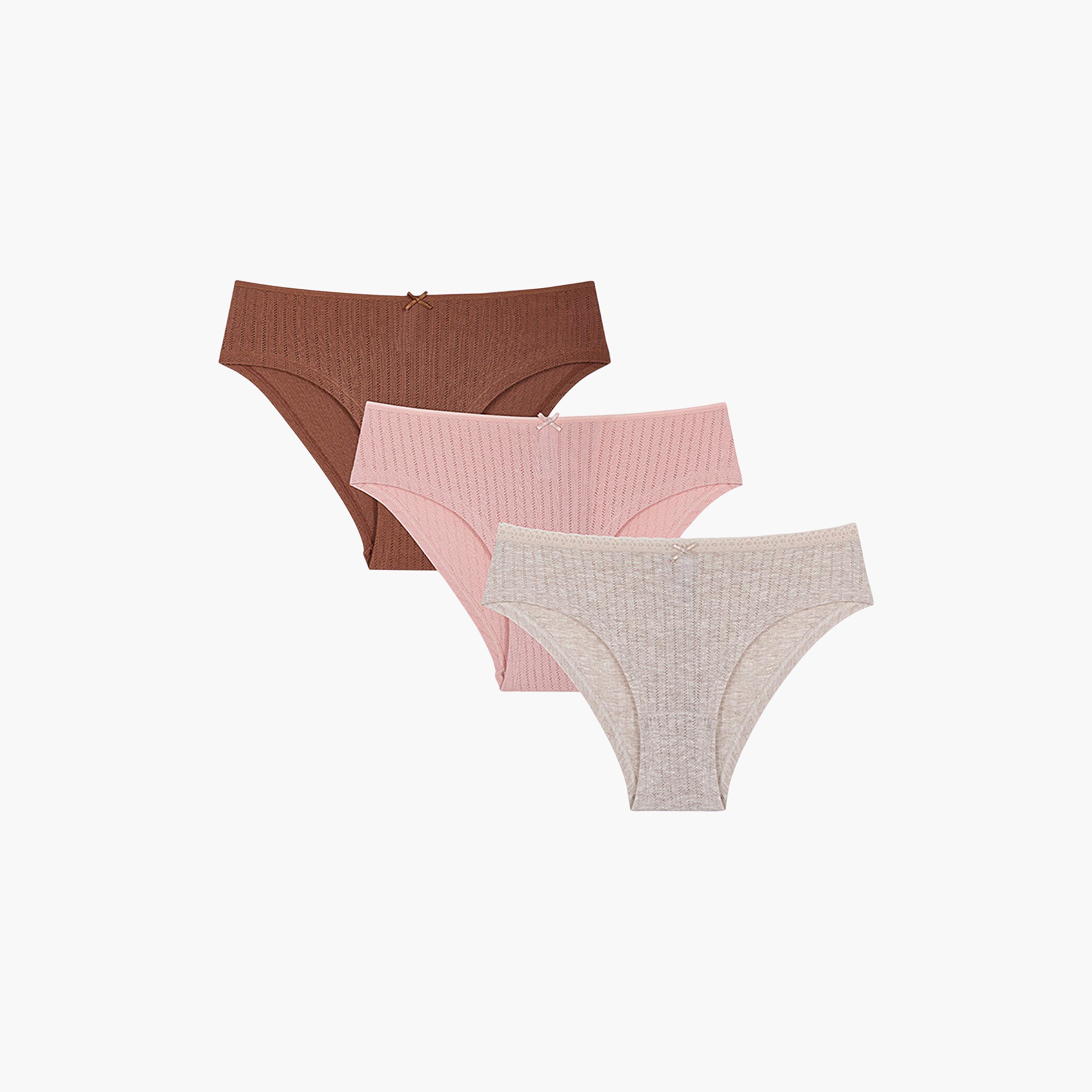 Penti Pack of 3 Angel Wing Pointel Multicolour Cotton Textured Medium Coverage Women's Hipster Panty-women-clothing-lingerie-panties-image-1