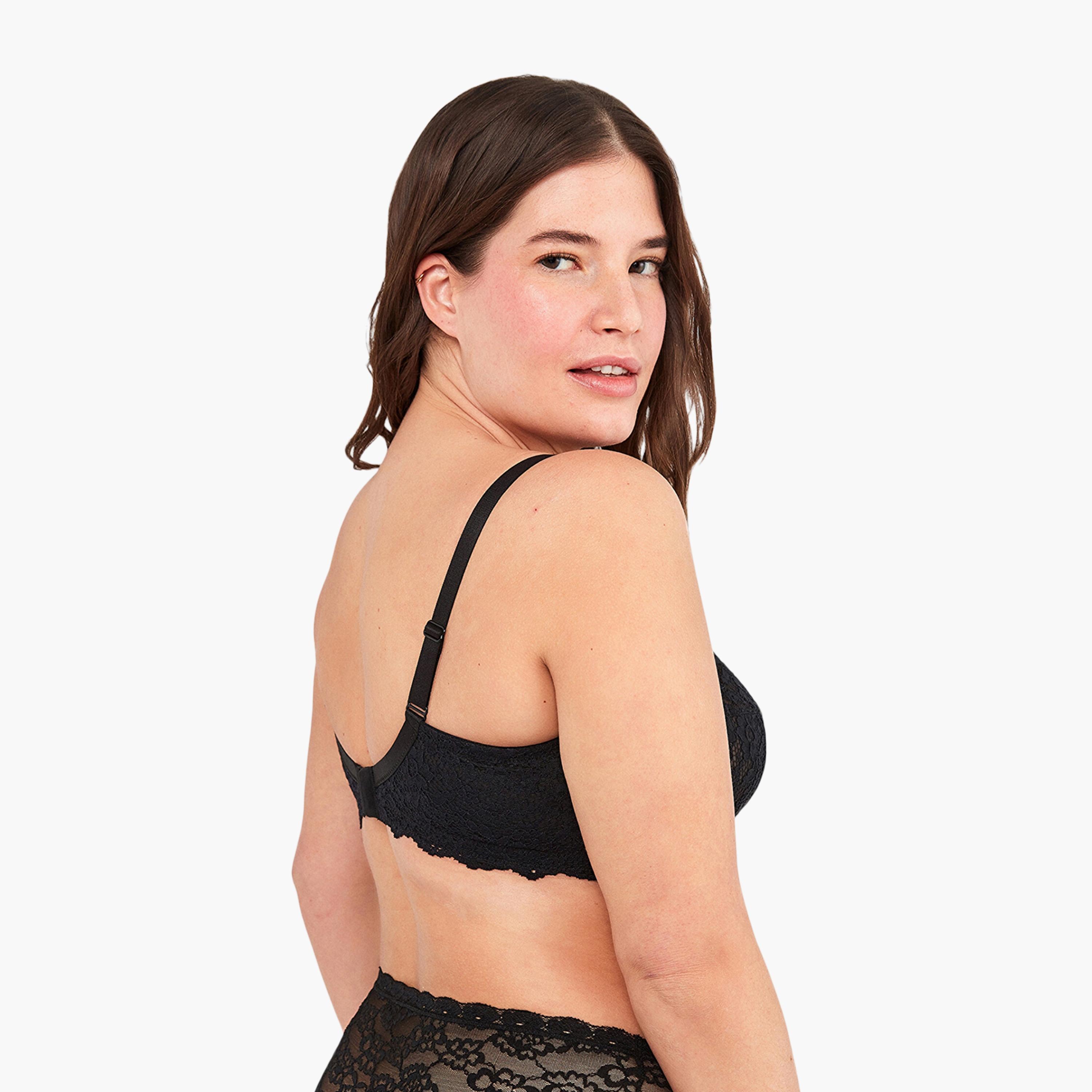 Penti Jasmine Black Wired High Support Non-Padded Women's Balconette Bra-women-clothing-lingerie-bras-image-3
