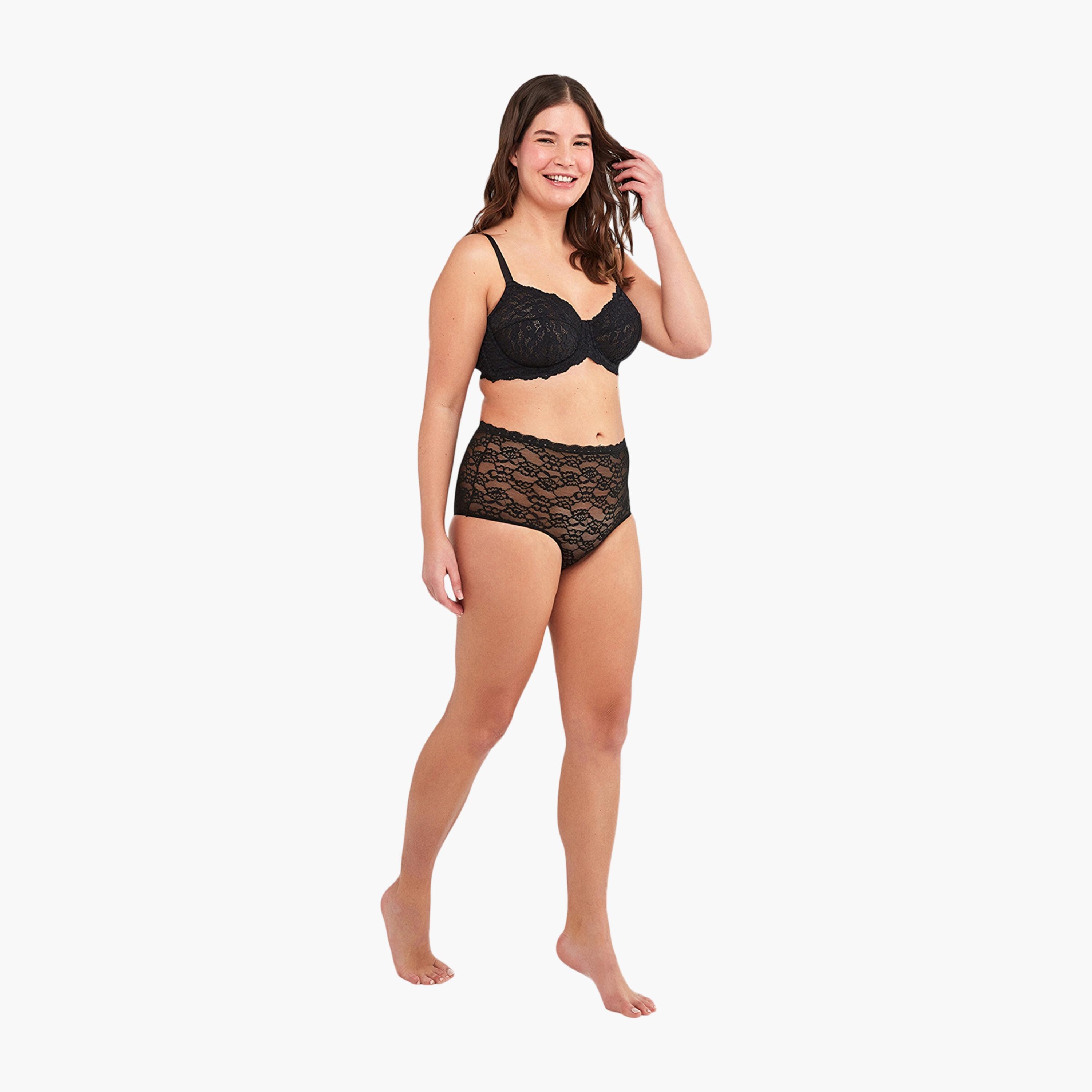 Penti Jasmine Black Wired High Support Non-Padded Women's Balconette Bra-women-clothing-lingerie-bras-image-4