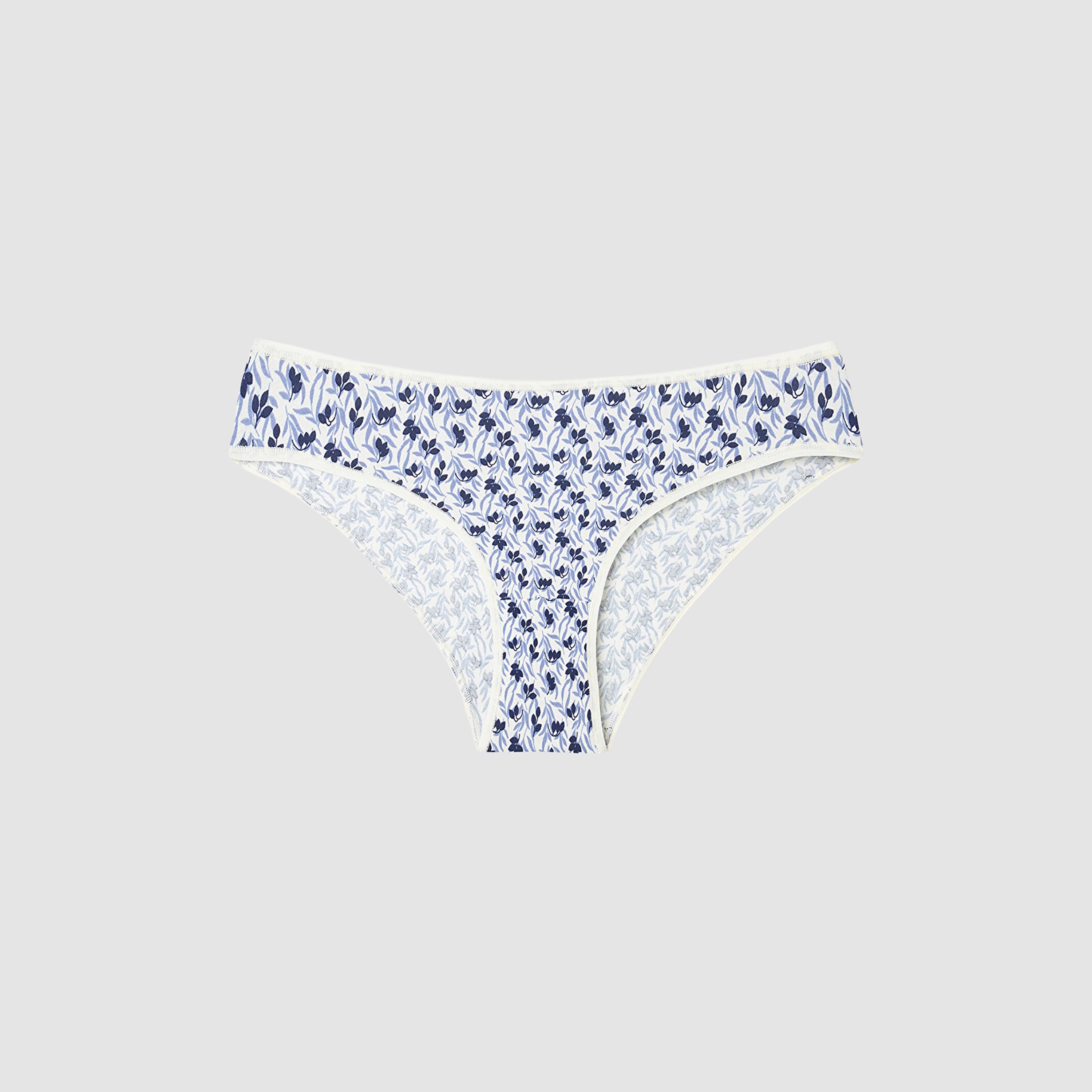 طقم من 3 قطع سروال داخلي نسائي قطني سادة وبنقشة زهور بتغطية متوسطة "بيكيني" من بنتي-women-clothing-lingerie-panties-image-6