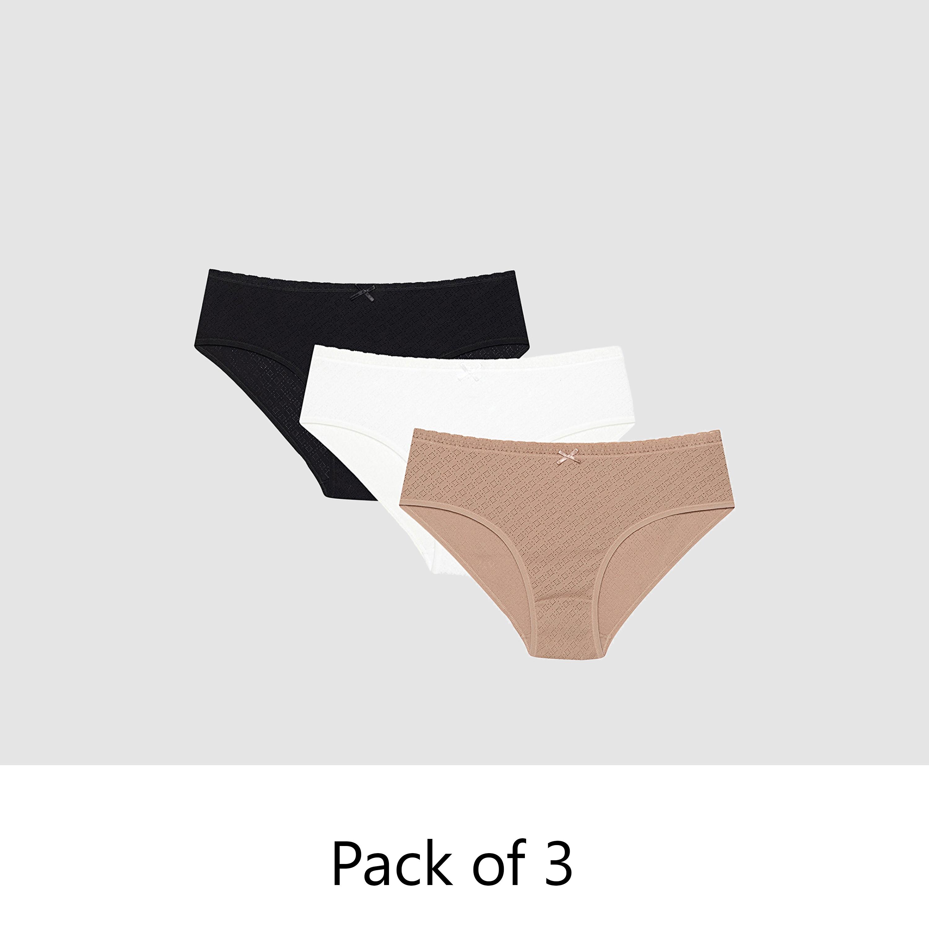 طقم من 3 قطع سروال داخلي نسائي منقوش متعدد الألوان بتغطية متوسطة "هيبستر" من بنتي-women-clothing-lingerie-panties-image-1