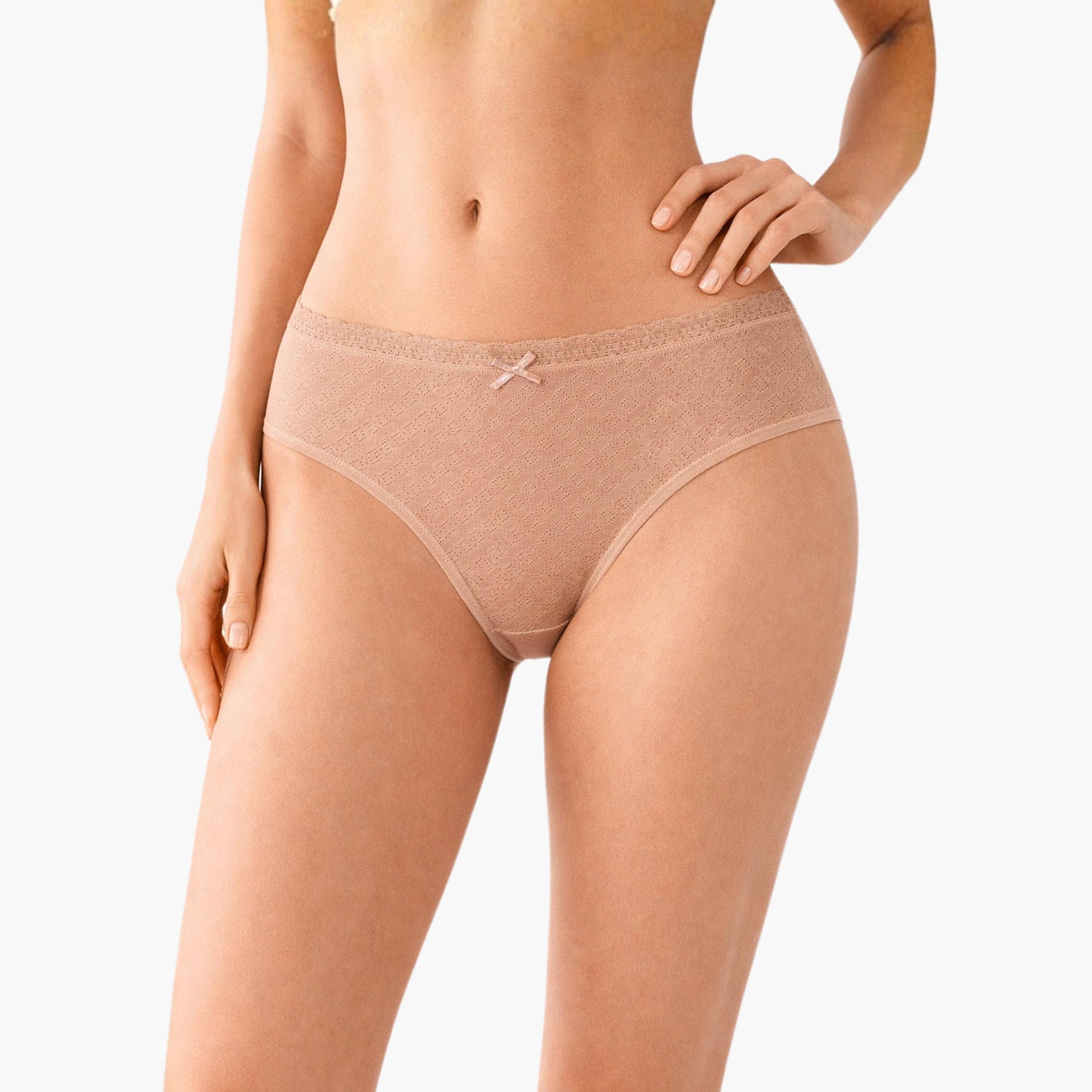 طقم من 3 قطع سروال داخلي نسائي منقوش متعدد الألوان بتغطية متوسطة "هيبستر" من بنتي-women-clothing-lingerie-panties-image-2