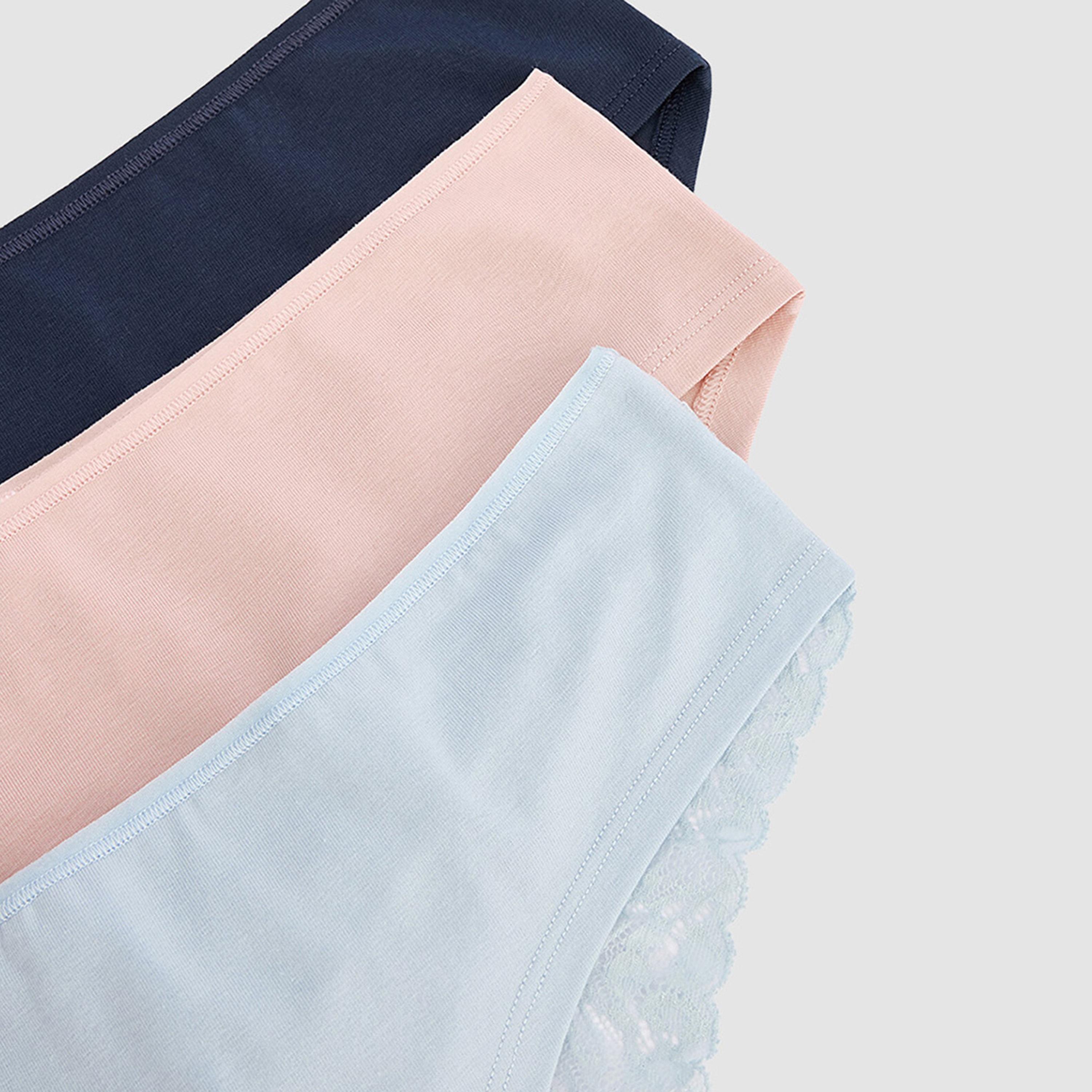 طقم من 3 قطع سروال داخلي نسائي سادة متعدد الألوان بتغطية متوسطة "بيكيني" من بنتي-women-clothing-lingerie-panties-image-8