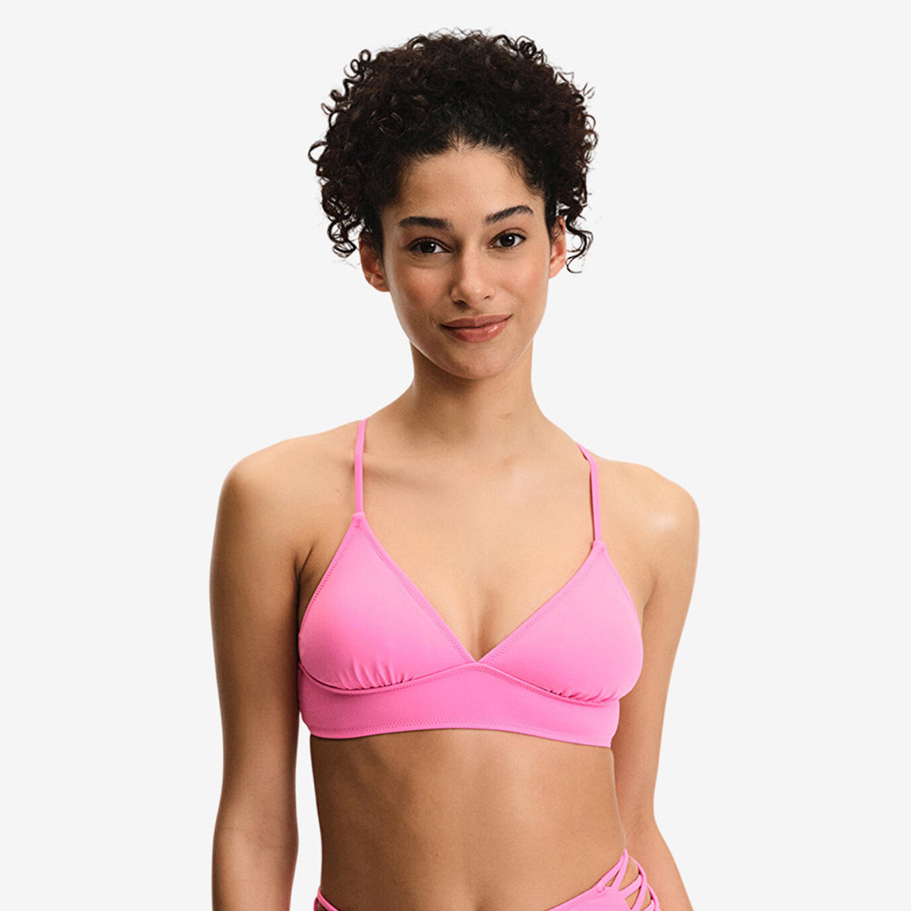 قطعة علوية لمايوه بيكيني حريمي سادة رفيعة الحمالات باللون الوردي من بينتي-women-clothing-swimandbeach-swim-bikinis-image-1