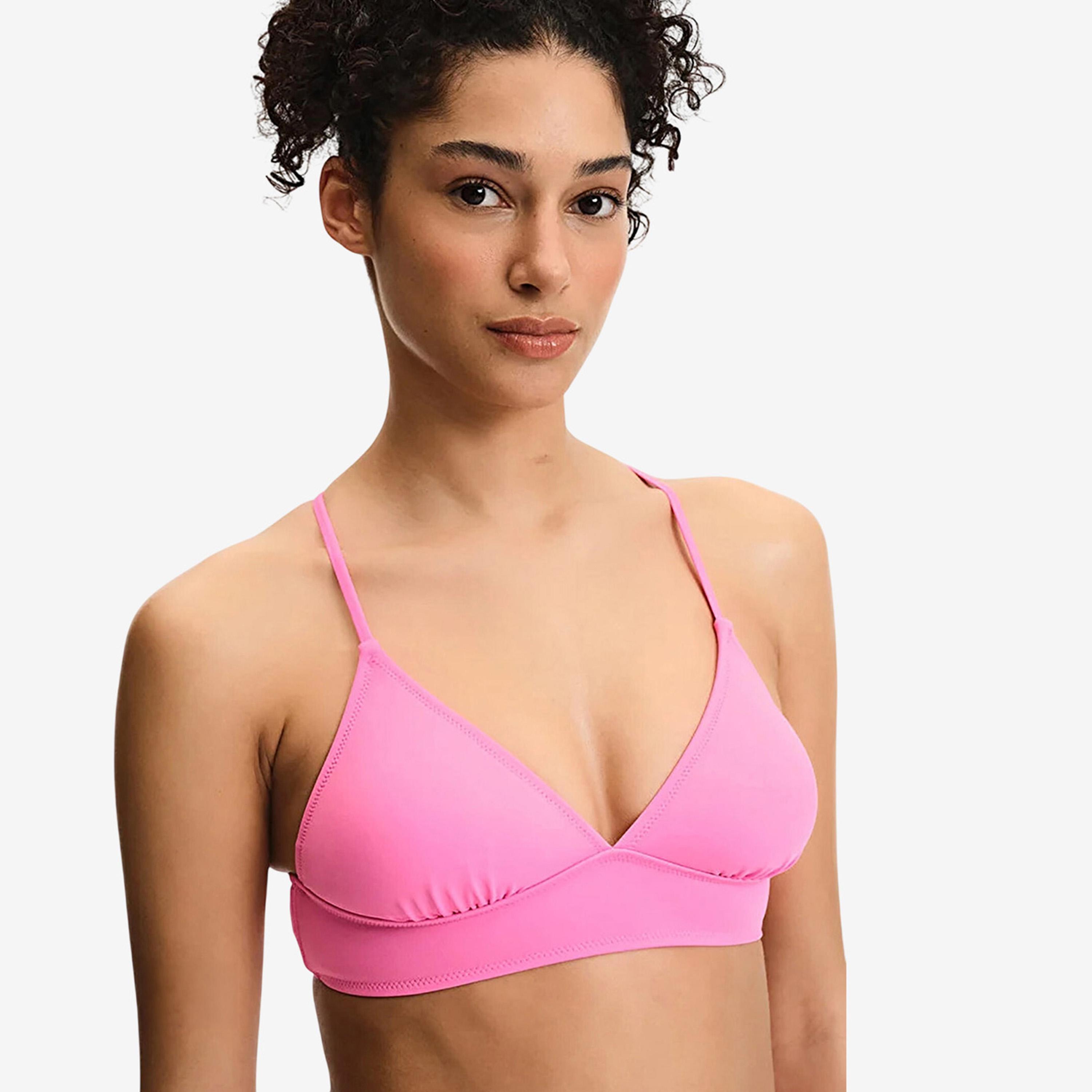 قطعة علوية لمايوه بيكيني حريمي سادة رفيعة الحمالات باللون الوردي من بينتي-women-clothing-swimandbeach-swim-bikinis-image-4