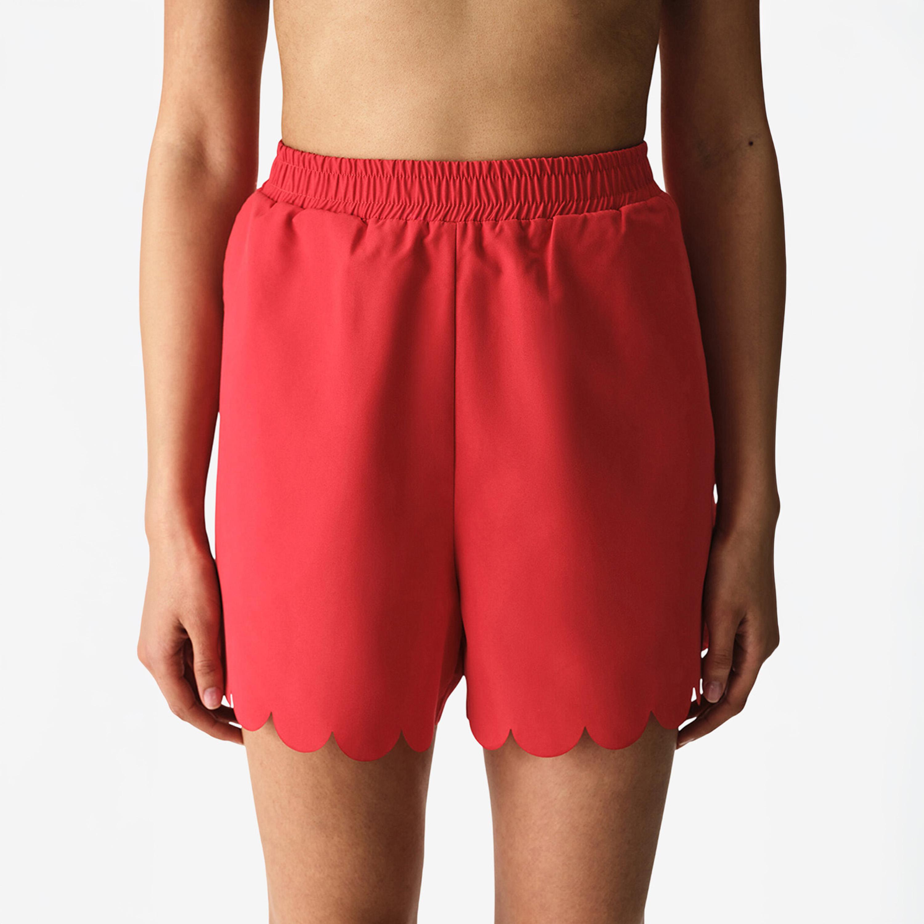 Penti Red Plain High-Rise Elasticated Waist Women's Beach Shorts-women-clothing-swimandbeach-beachwear-image-1