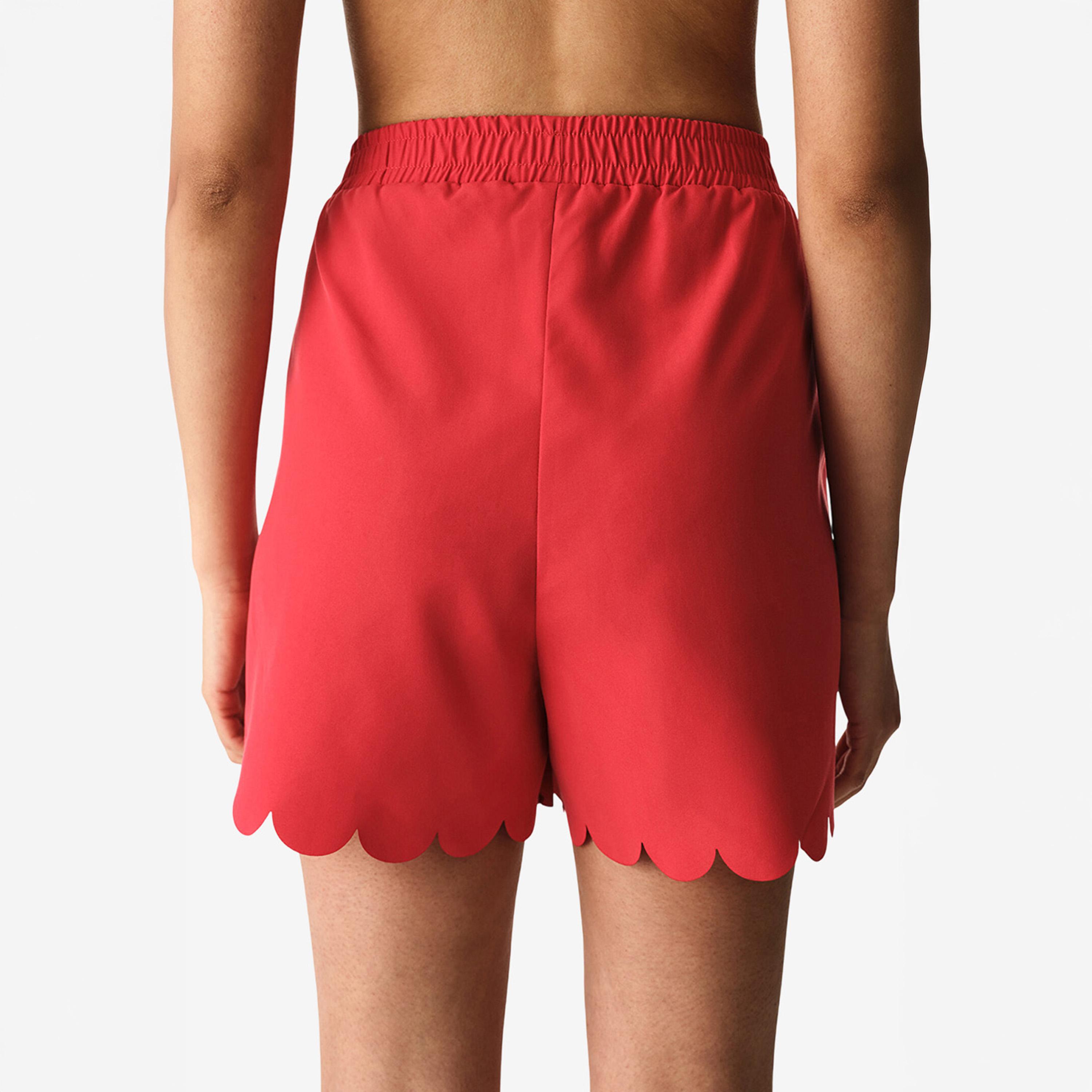 Penti Red Plain High-Rise Elasticated Waist Women's Beach Shorts-women-clothing-swimandbeach-beachwear-image-3
