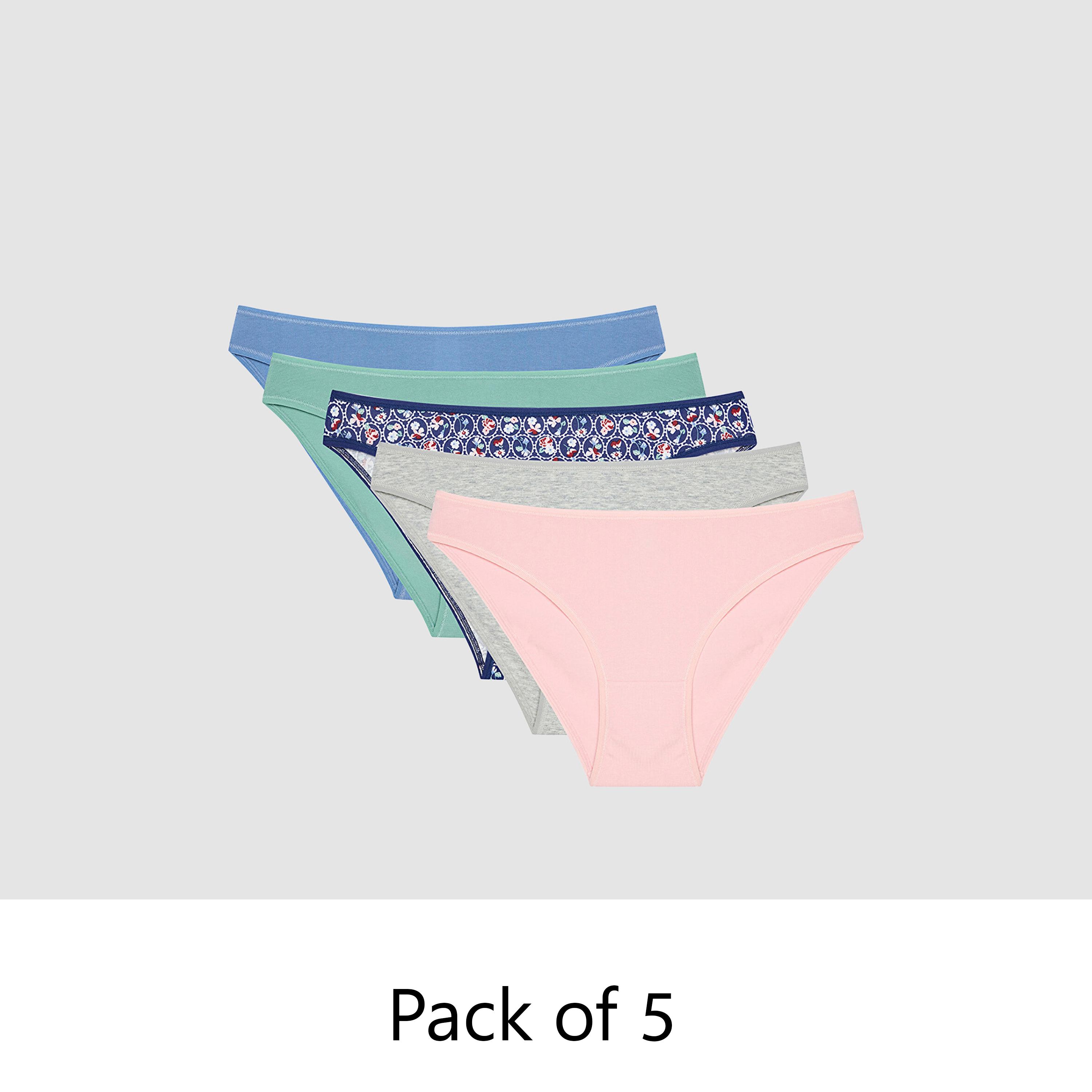 Penti Pack of 5 Antique Garden Plain & Geometric Floral Medium Coverage Women's Bikini Panties-women-clothing-lingerie-panties-image-1