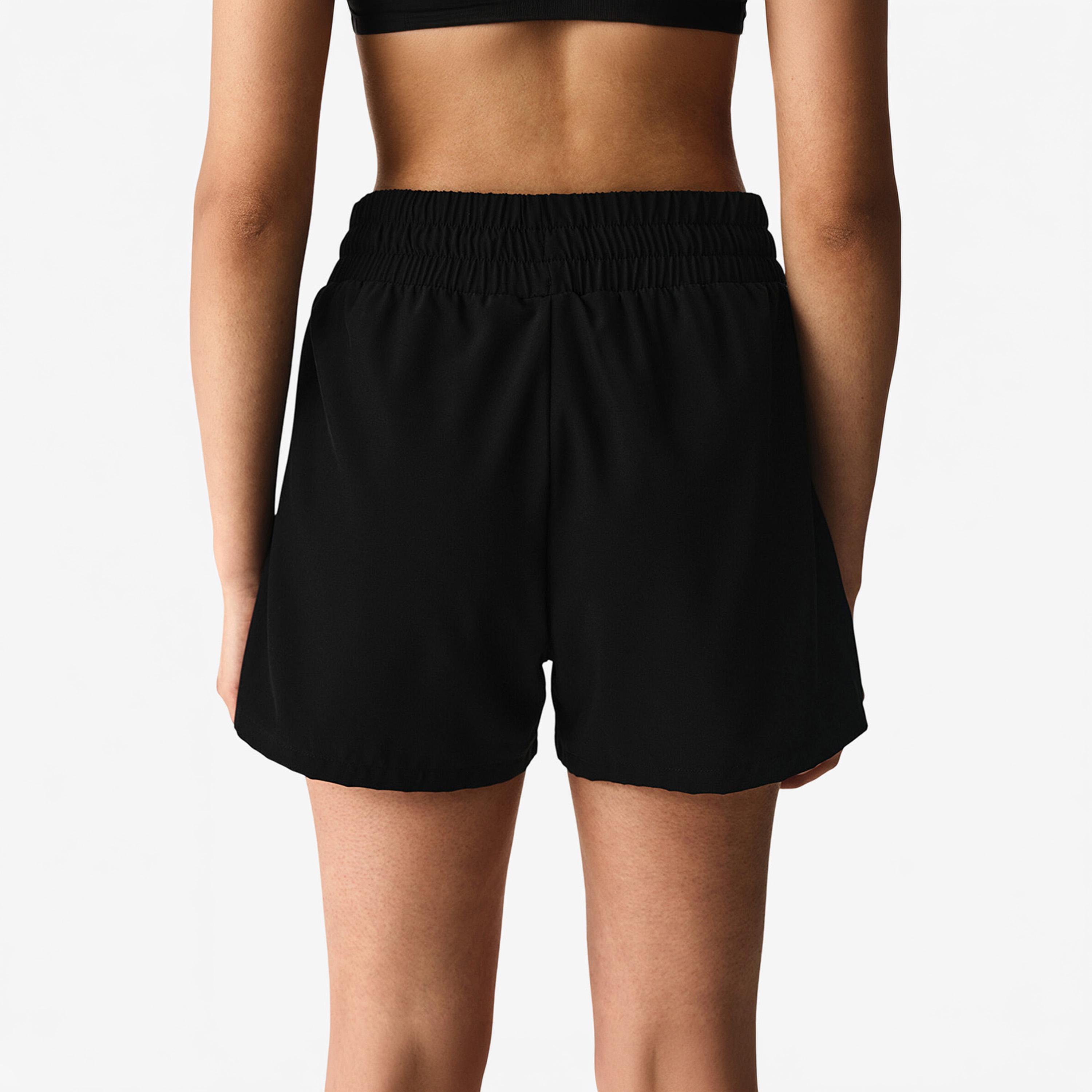 Penti Black Plain High-Rise Drawstring Waist Women's Beach Shorts-women-clothing-swimandbeach-beachwear-image-3
