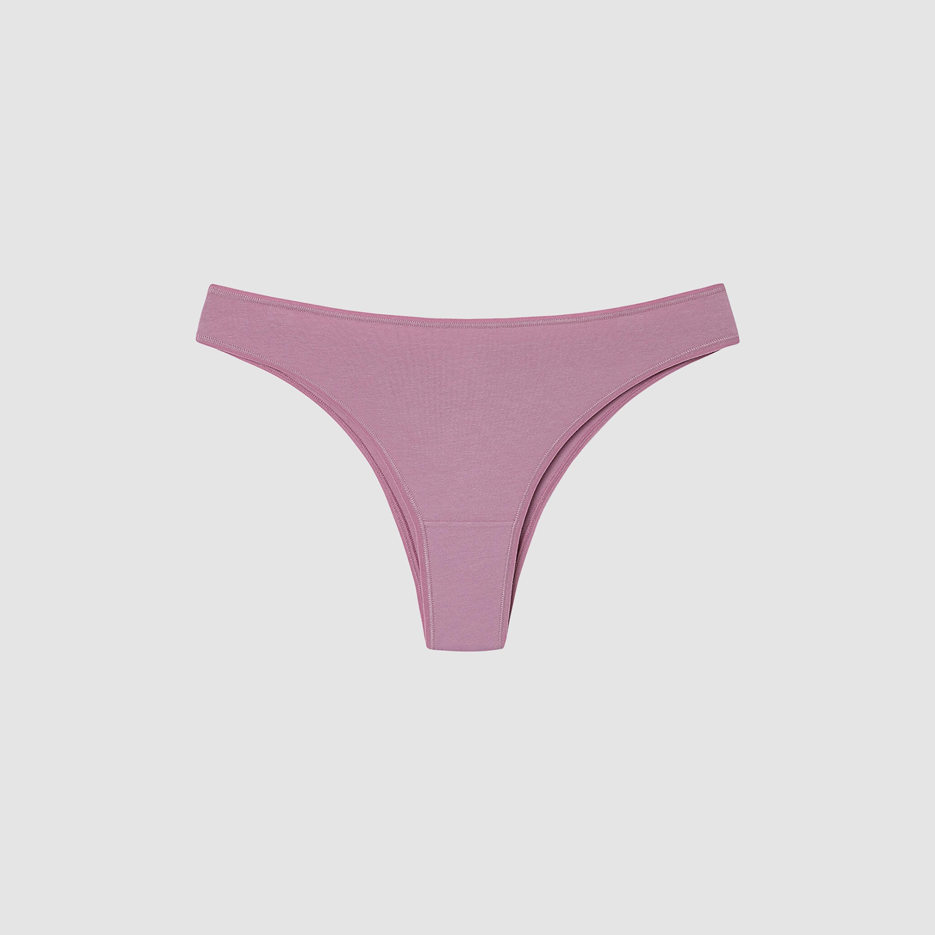 طقم من 3 قطع سروال داخلي نسائي سادة وبنقشة زهور بتغطية منخفضة "برازيليان" من بنتي-women-clothing-lingerie-panties-image-4
