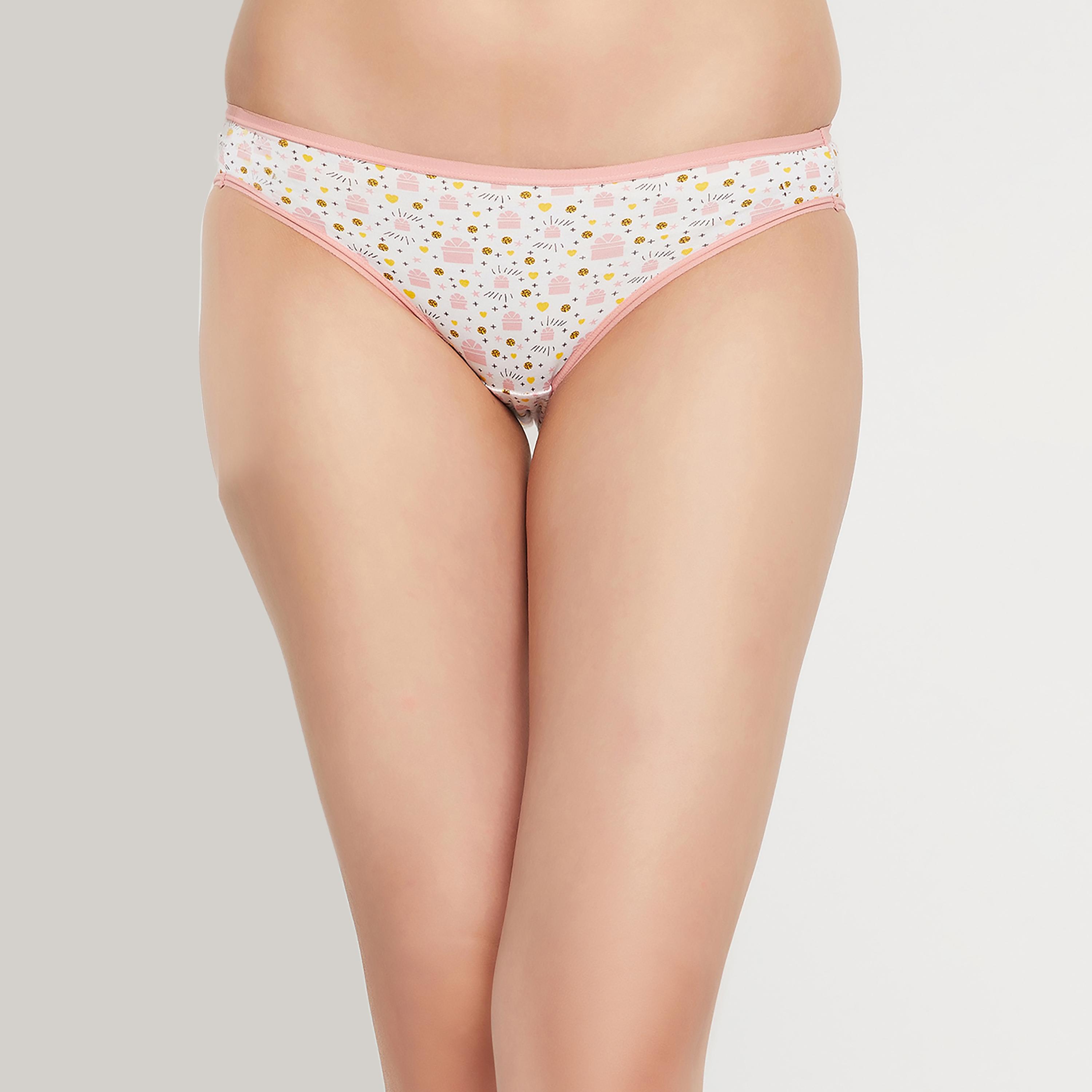 لباس داخلي بيكيني نسائي بخصر منخفض مطبوع باللون الأبيض - قطن من كلوفيا-women-clothing-lingerie-panties-image-1