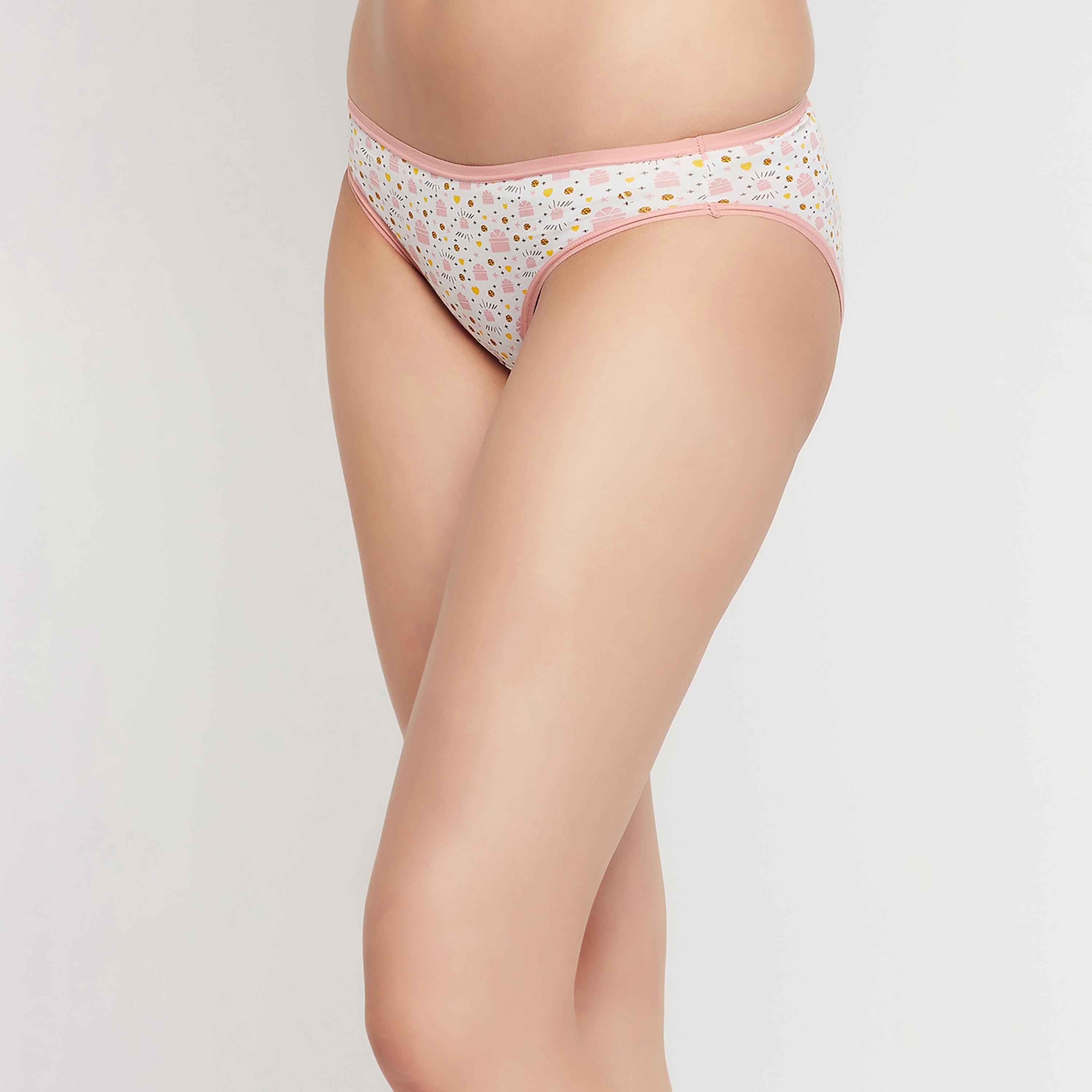 لباس داخلي بيكيني نسائي بخصر منخفض مطبوع باللون الأبيض - قطن من كلوفيا-women-clothing-lingerie-panties-image-2