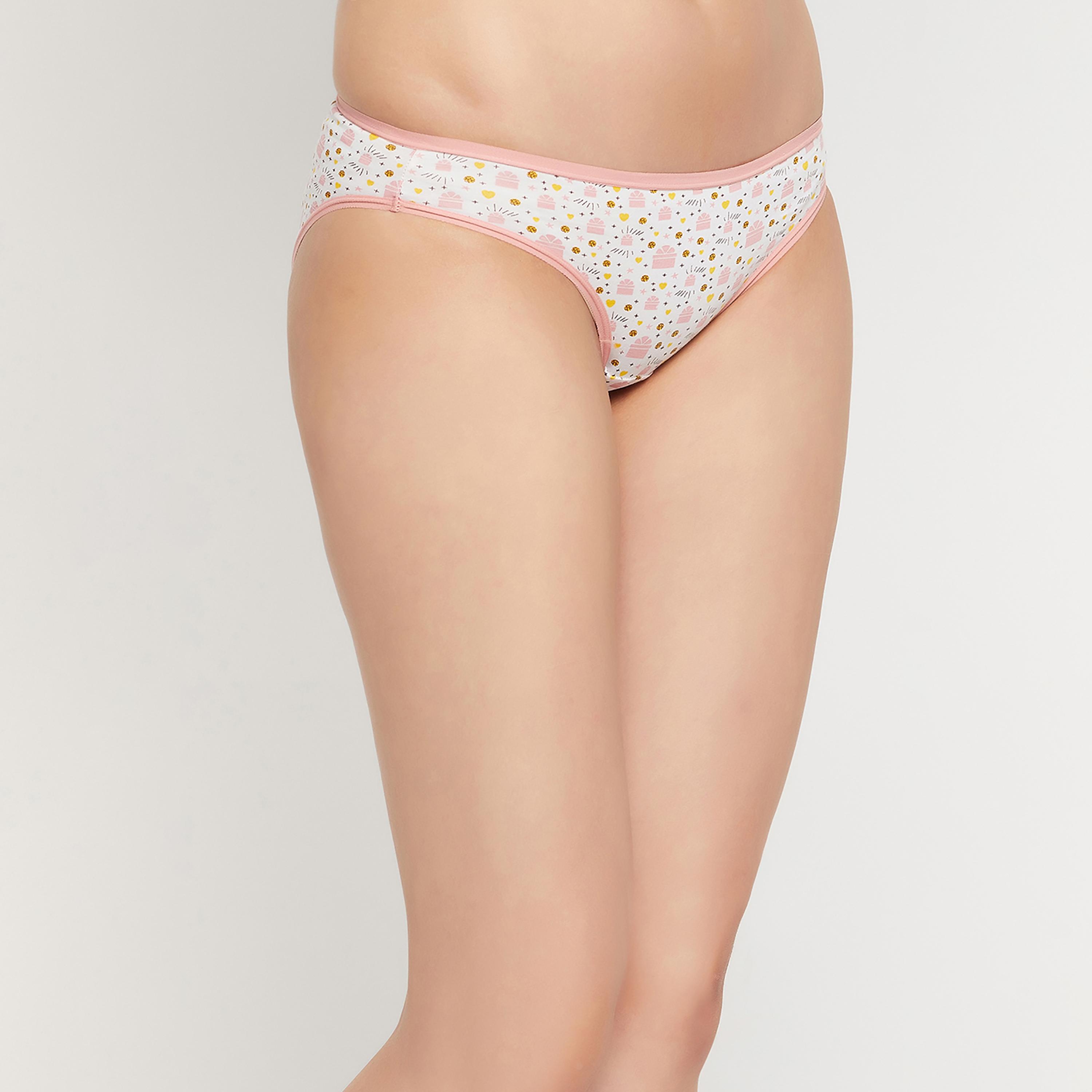 لباس داخلي بيكيني نسائي بخصر منخفض مطبوع باللون الأبيض - قطن من كلوفيا-women-clothing-lingerie-panties-image-3