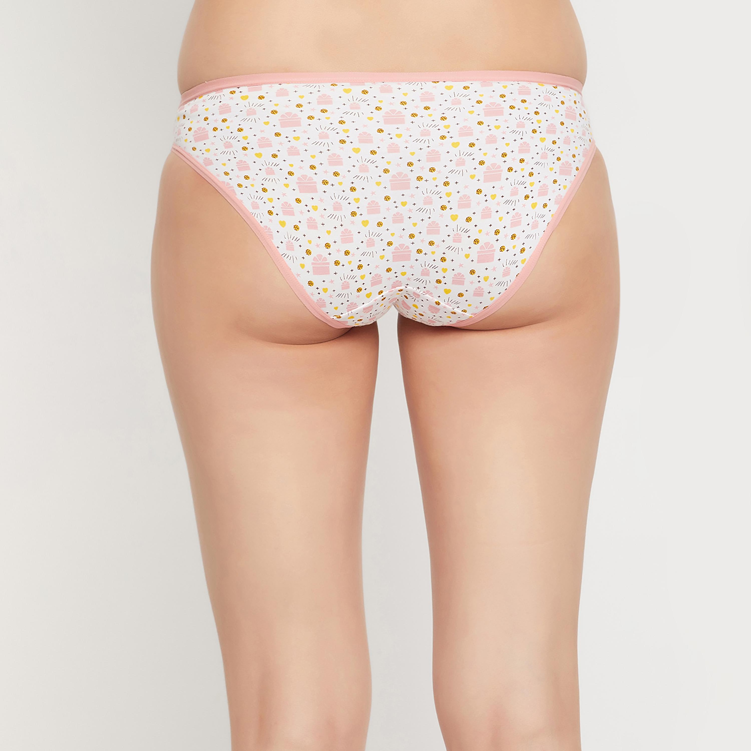 لباس داخلي بيكيني نسائي بخصر منخفض مطبوع باللون الأبيض - قطن من كلوفيا-women-clothing-lingerie-panties-image-4