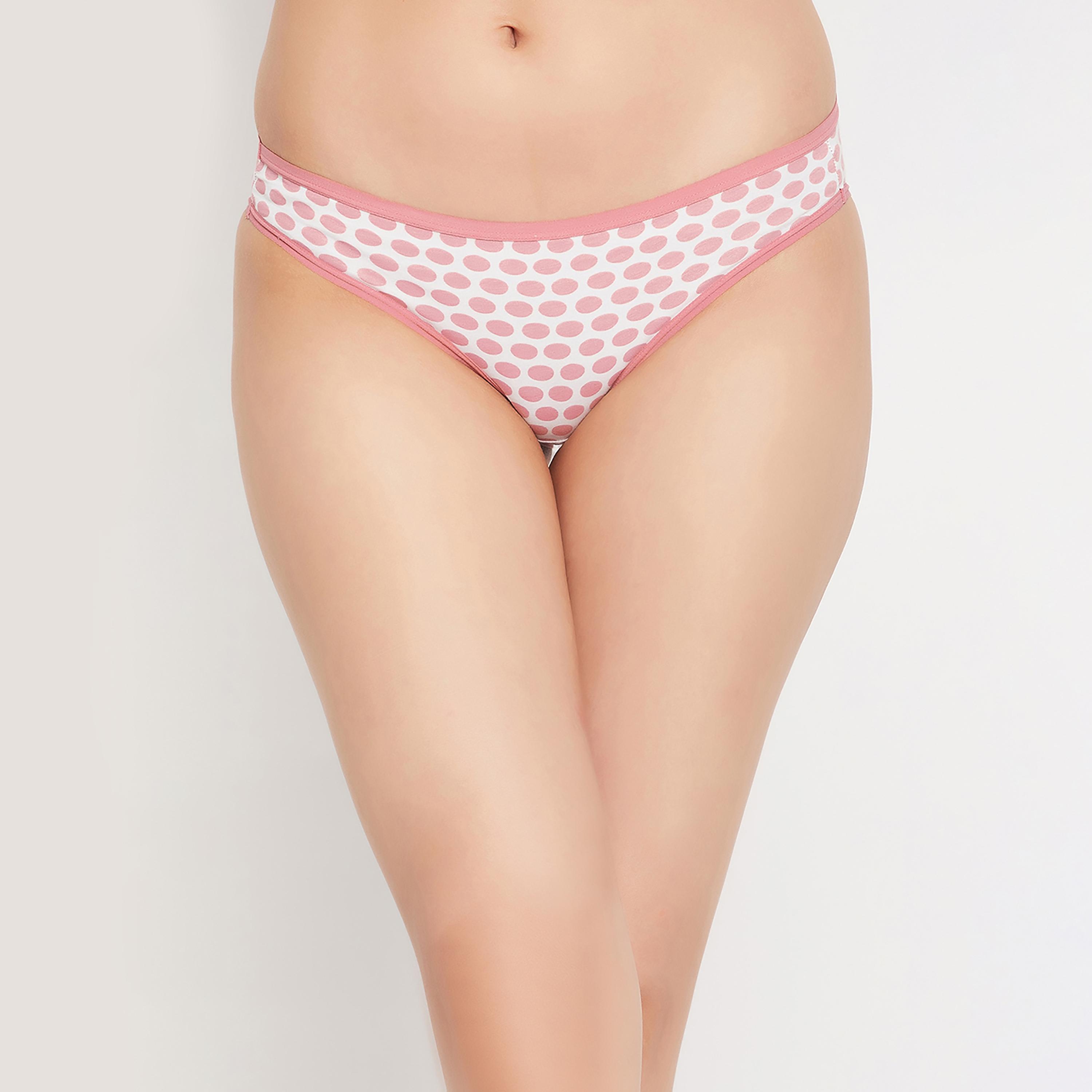 لباس داخلي بيكيني نسائي بخصر منخفض بطبعة نقط باللون الأبيض - قطن من كلوفيا-women-clothing-lingerie-panties-image-1
