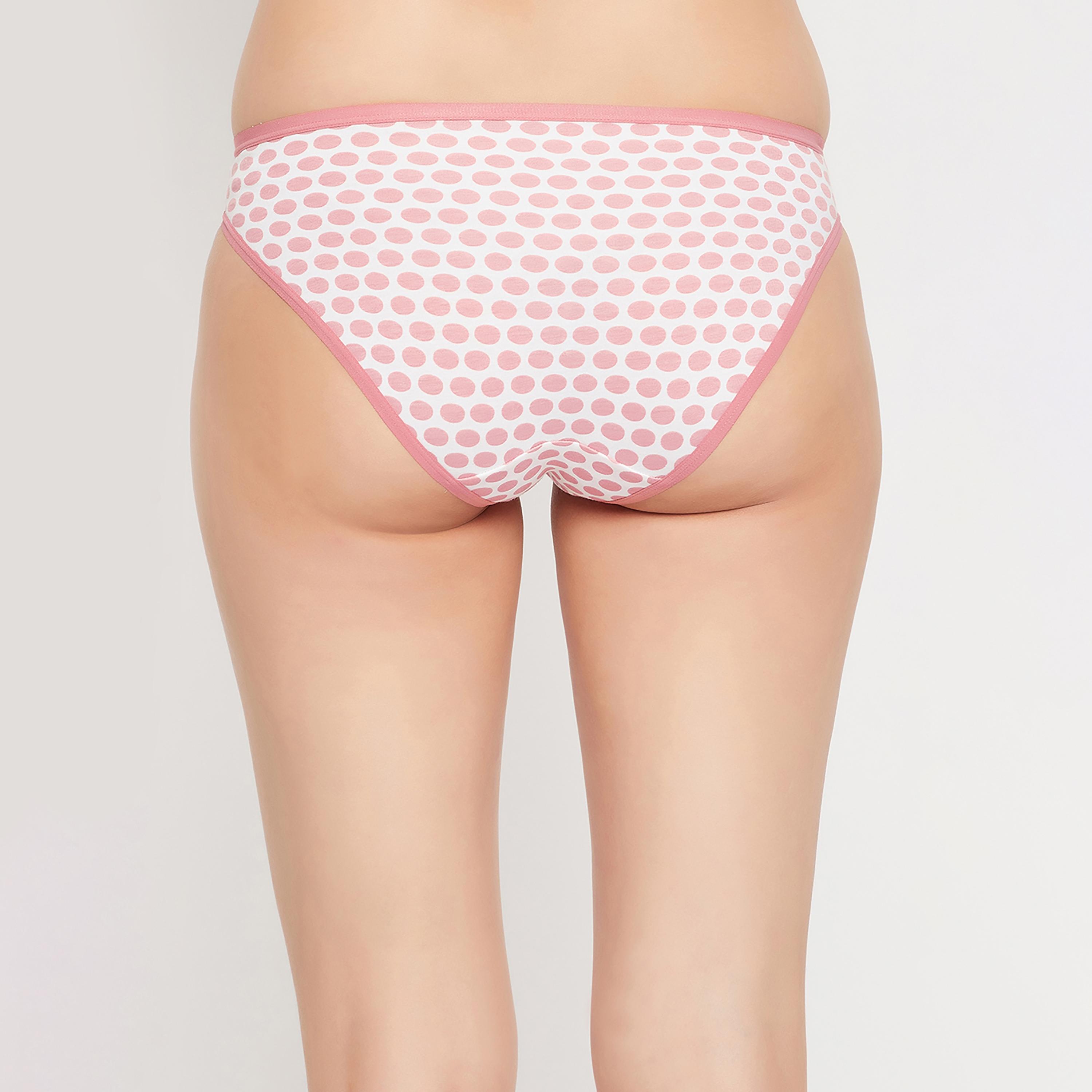 لباس داخلي بيكيني نسائي بخصر منخفض بطبعة نقط باللون الأبيض - قطن من كلوفيا-women-clothing-lingerie-panties-image-4