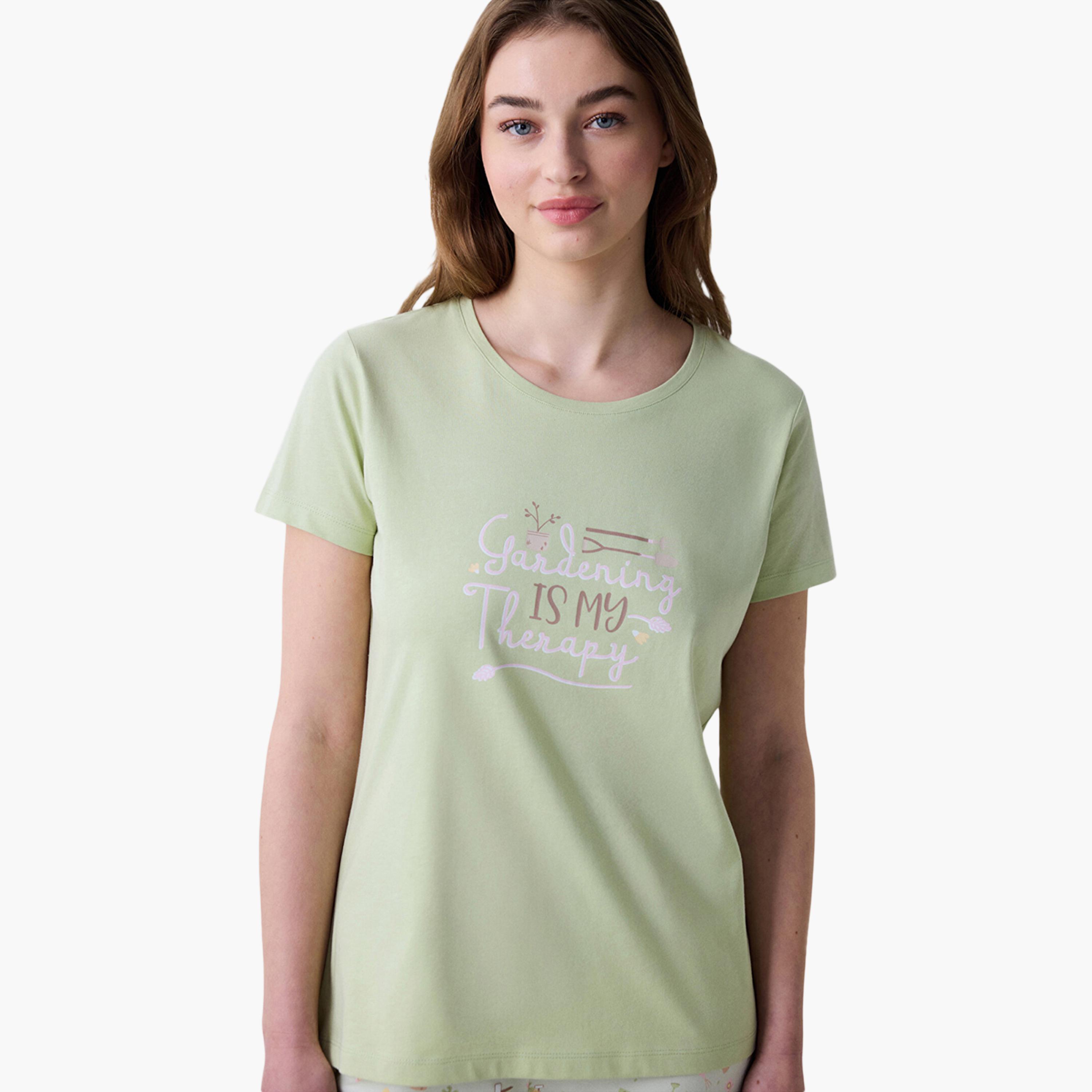 طقم تي شيرت وكابري نسائي مطبوع من بينتي-women-clothing-nightwear-pyjamas-longsets-image-5