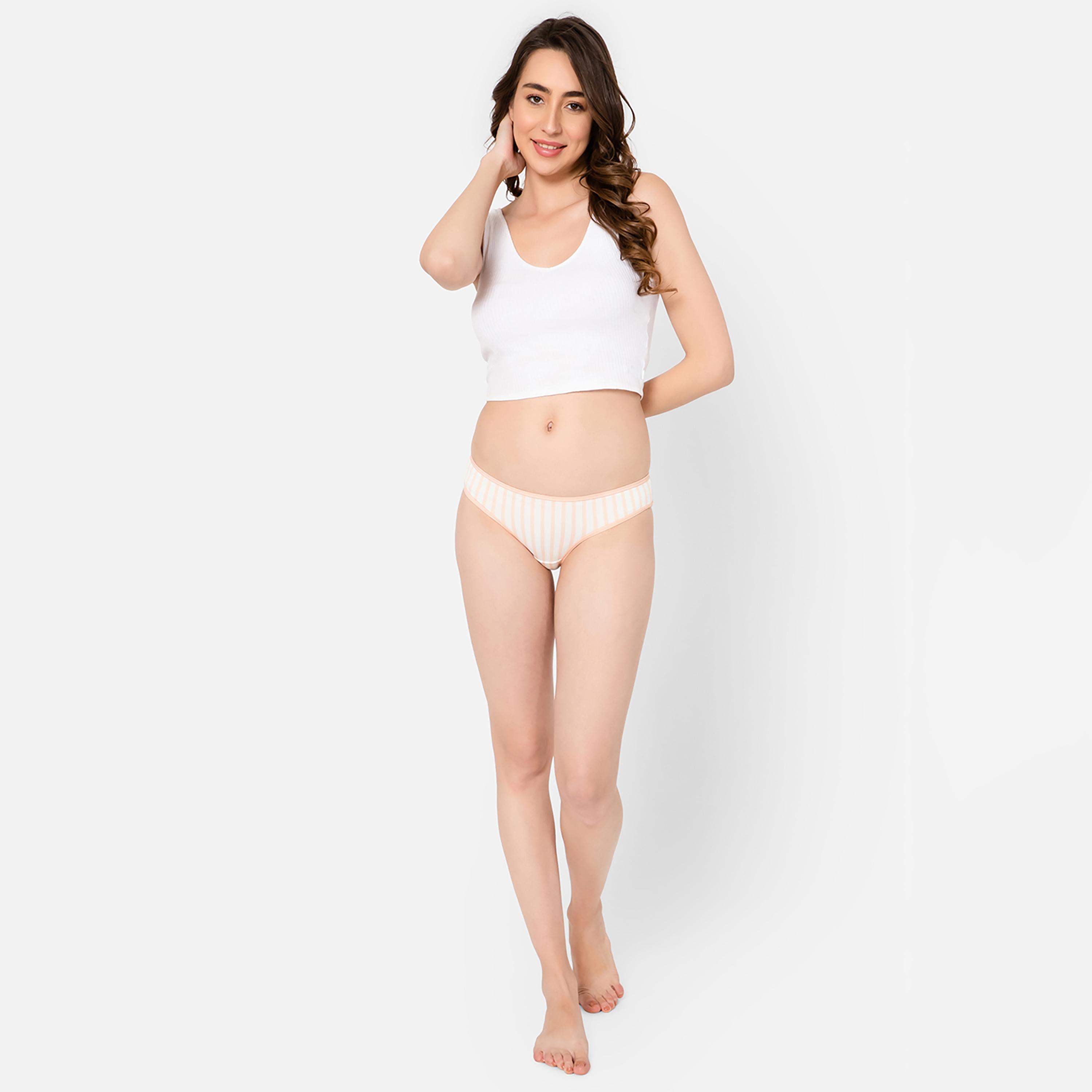 Clovia Low Waist Striped Women's Bikini Panty in White-women-clothing-lingerie-panties-image-2