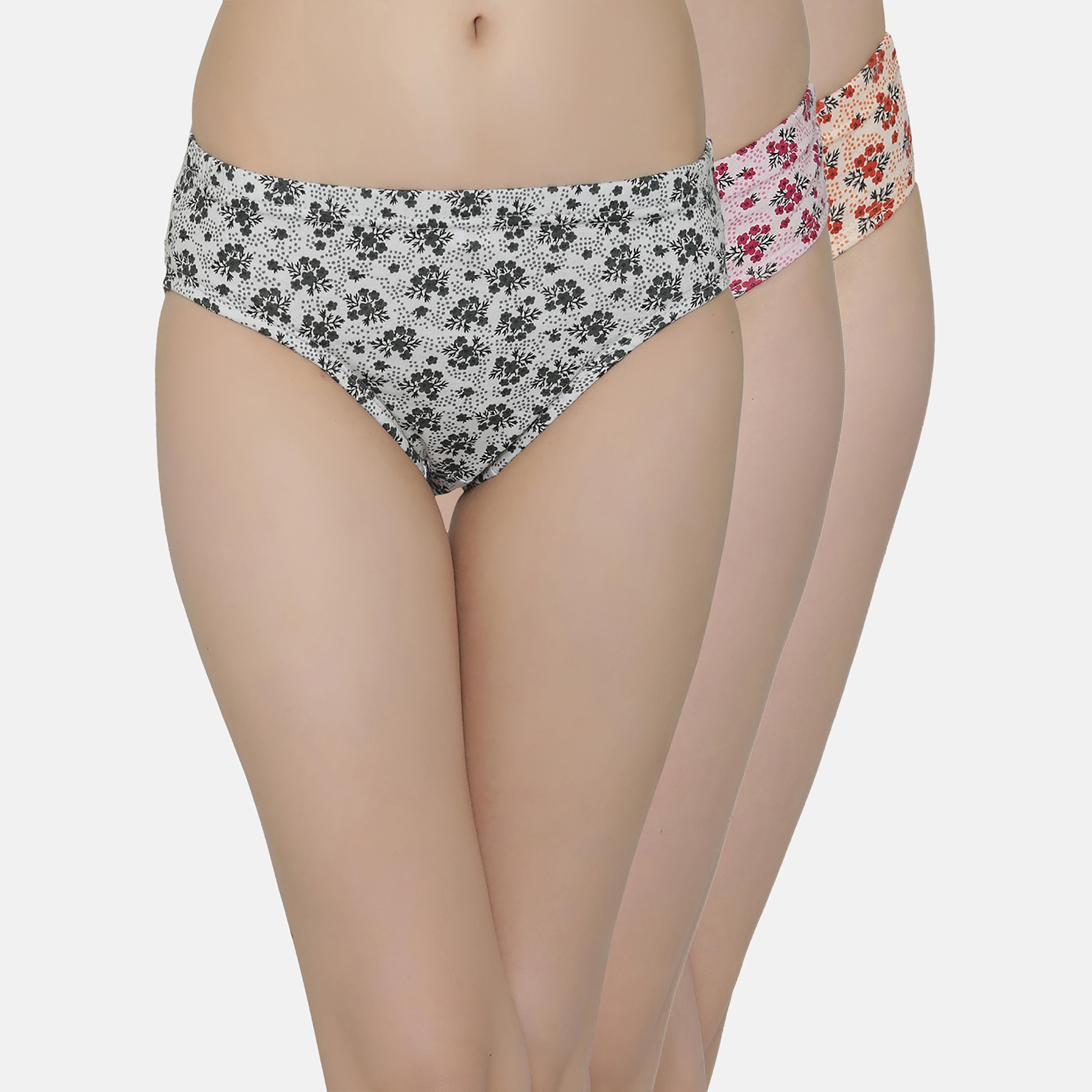 كلوفيا سراويل داخلية هيبستر متوسطة الخصر مزهرة، عبوة من 3 قطع-women-clothing-lingerie-panties-image-2