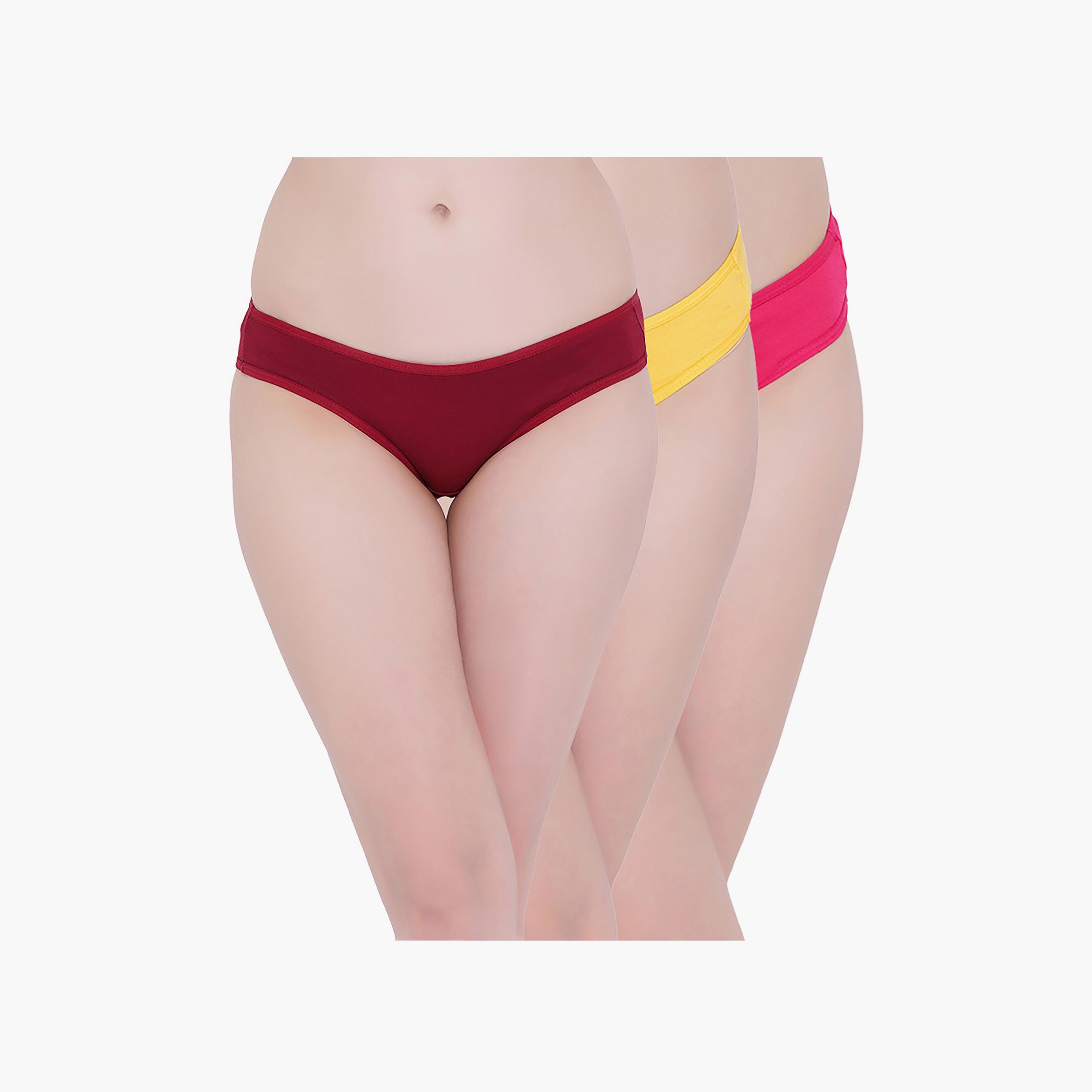 كلوفيا سراويل بيكيني سادة منخفضة الخصر، عبوة من 3 قطع-women-clothing-lingerie-panties-image-1