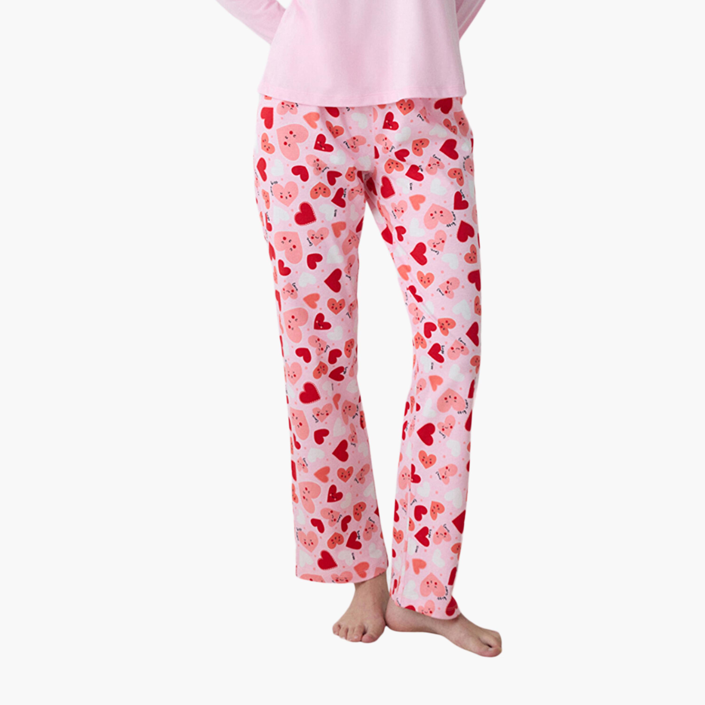 Penti Heart Print Women's T-Shirt and Pyjama Set-women-clothing-nightwear-pyjamas-longsets-image-3
