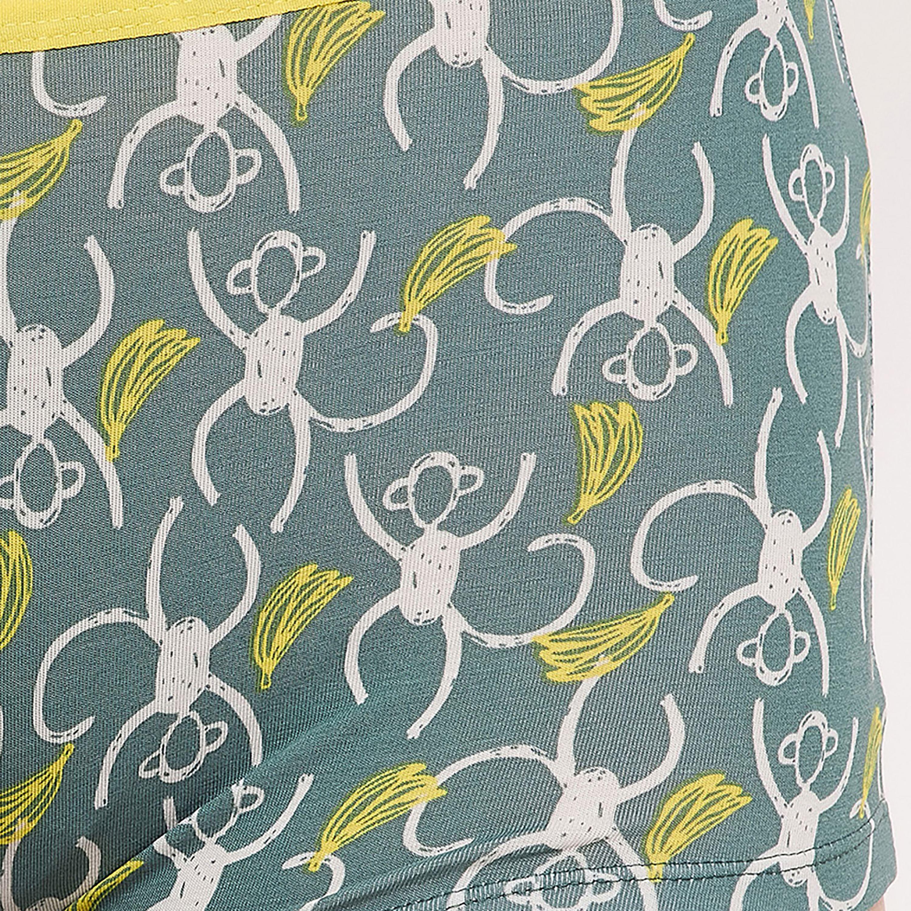 شورت (بوي شورت) نسائي متوسط الخصر بطبعة قرد باللون الأخضر الغامق - قطن من كلوفيا-women-clothing-lingerie-panties-image-6
