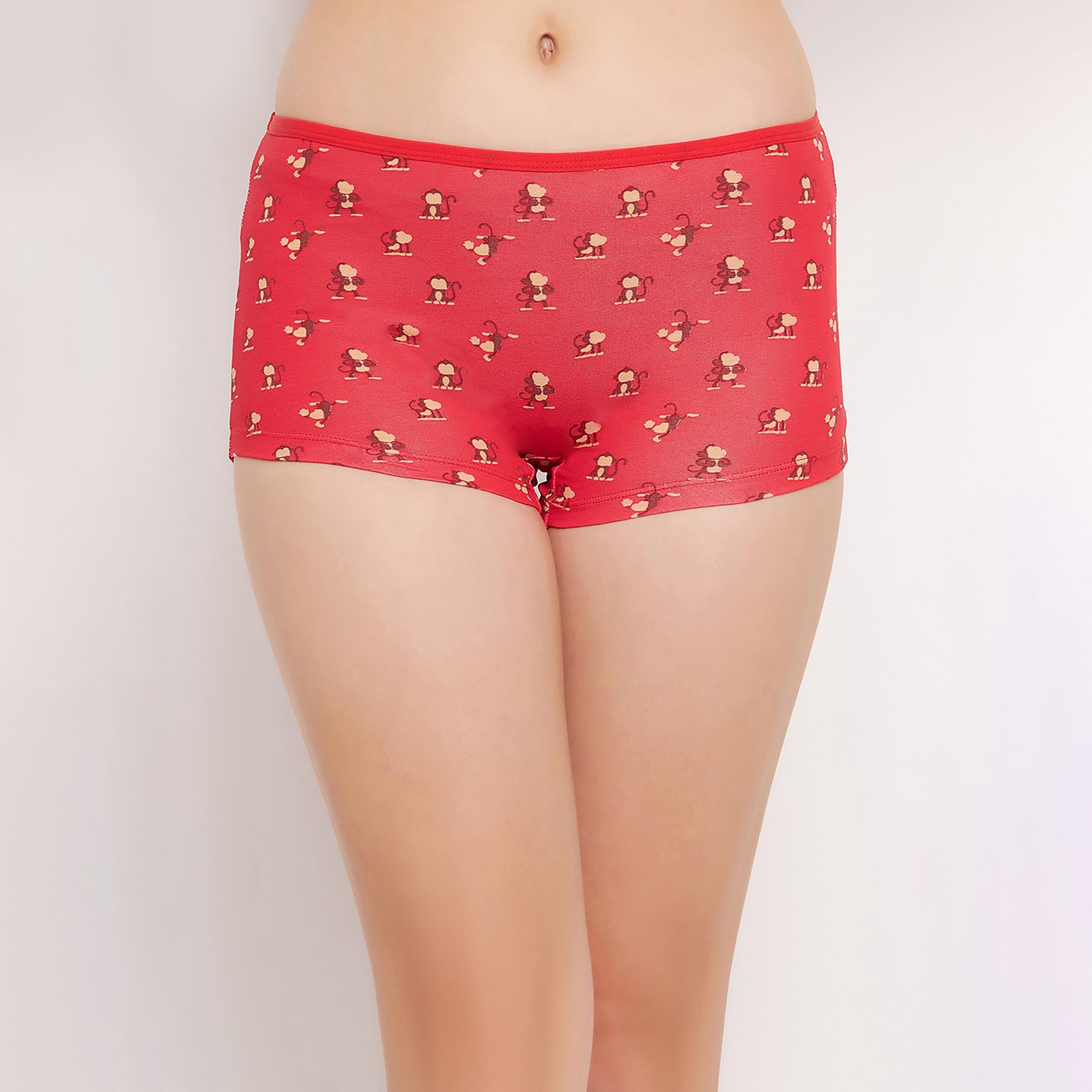 شورت (بوي شورت) نسائي متوسط الخصر بطبعة قرد - قطن من كلوفيا-women-clothing-lingerie-panties-image-7