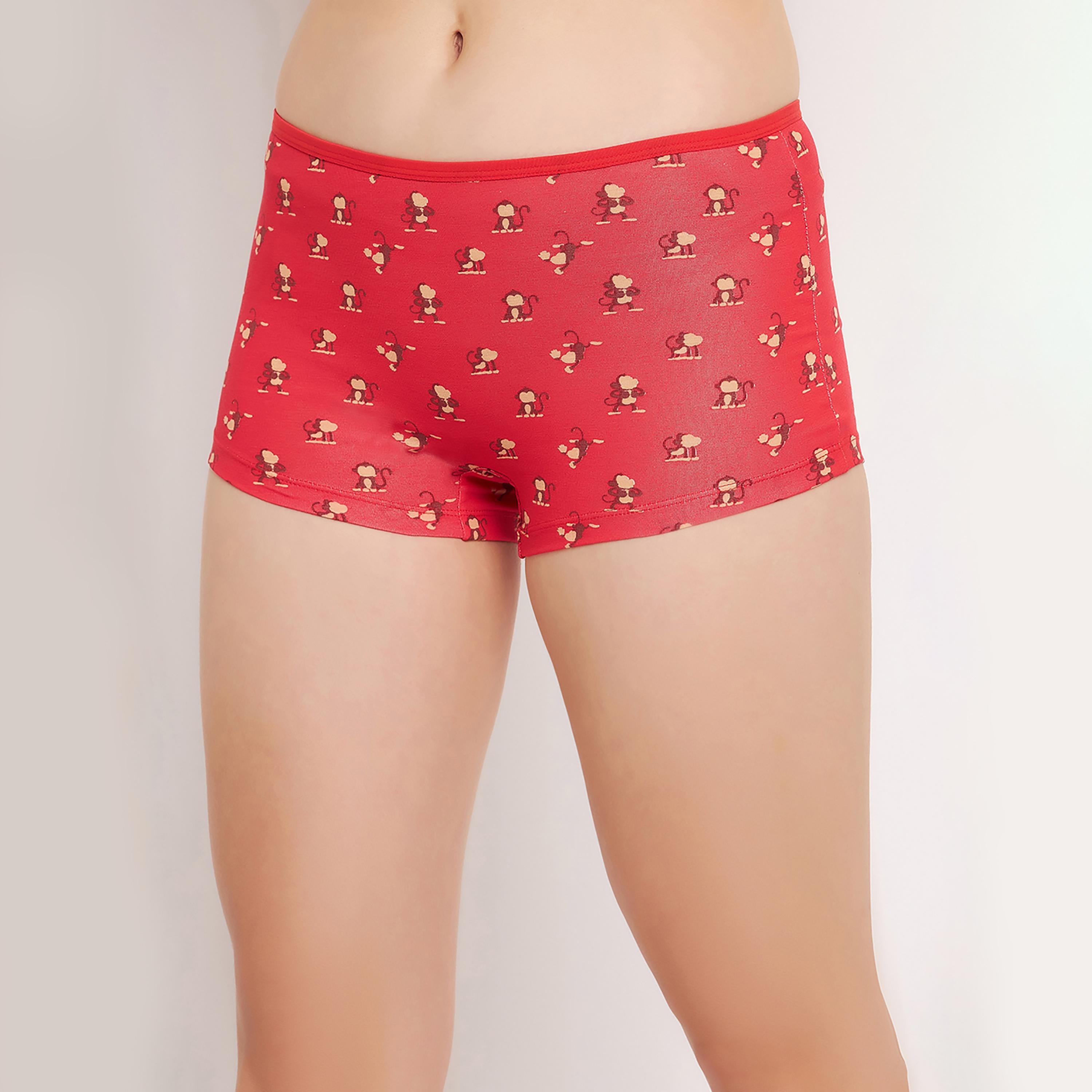 شورت (بوي شورت) نسائي متوسط الخصر بطبعة قرد - قطن من كلوفيا-women-clothing-lingerie-panties-image-9