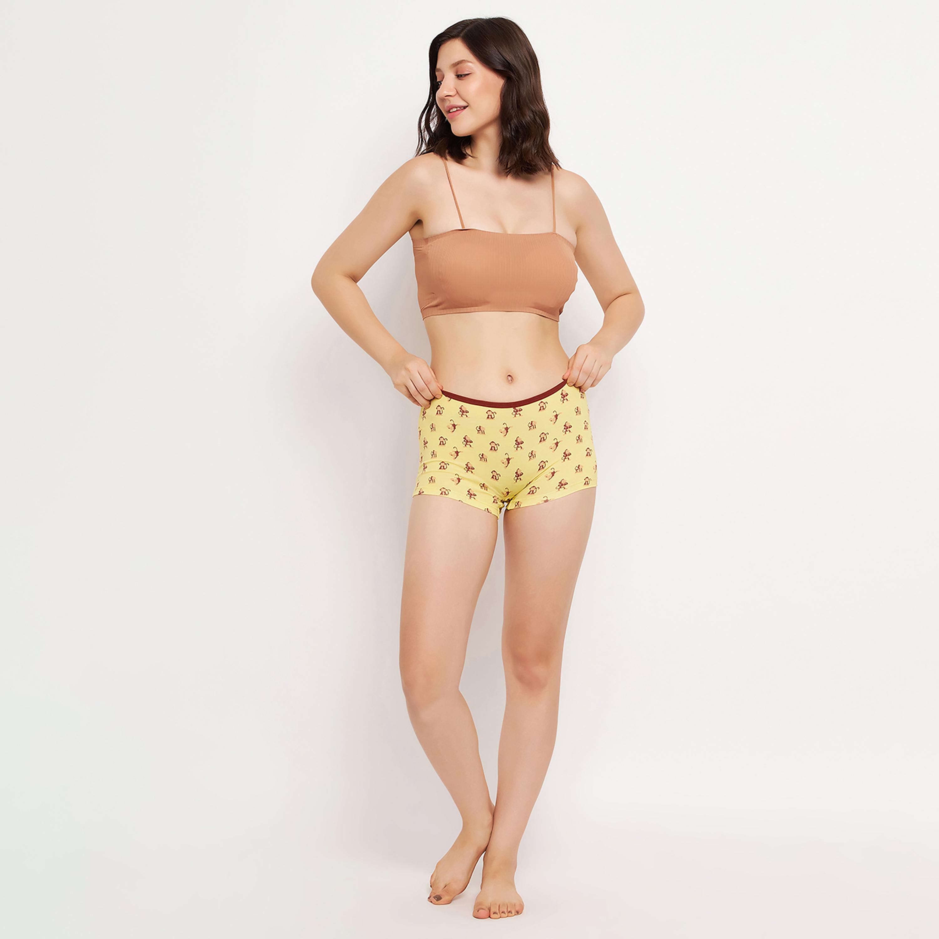 شورت (بوي شورت) نسائي متوسط الخصر بطبعة قرد - قطن من كلوفيا-women-clothing-lingerie-panties-image-2