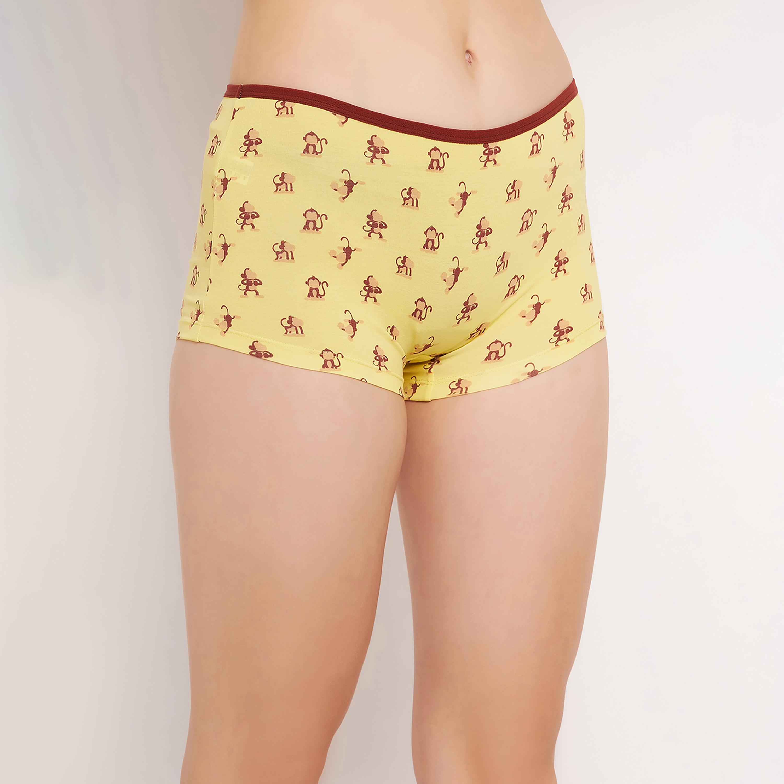 شورت (بوي شورت) نسائي متوسط الخصر بطبعة قرد - قطن من كلوفيا-women-clothing-lingerie-panties-image-4