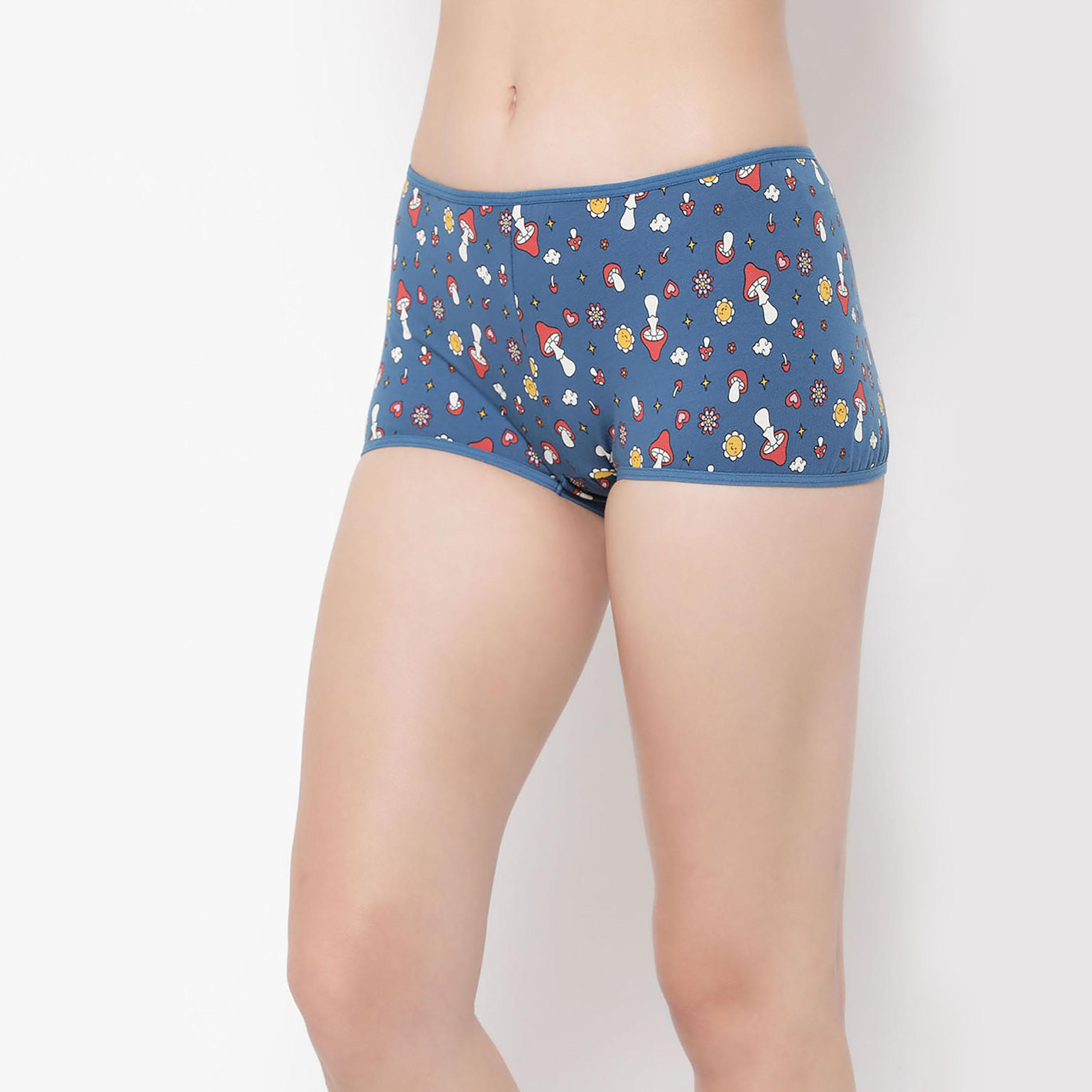 شورت (بوي شورت) نسائي متوسط الخصر مطبوع باللون الأزرق - قطن من كلوفيا-women-clothing-lingerie-panties-image-2