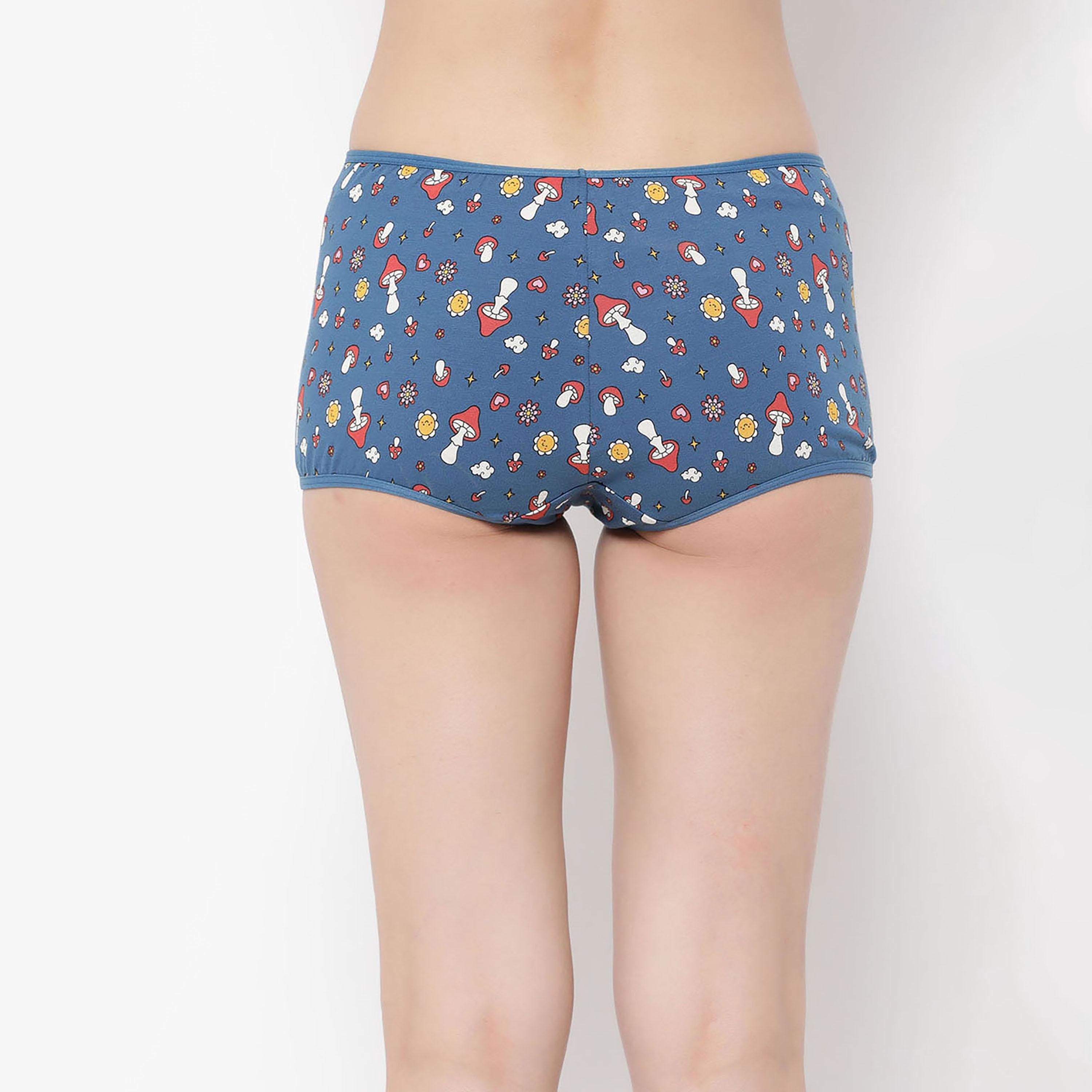 شورت (بوي شورت) نسائي متوسط الخصر مطبوع باللون الأزرق - قطن من كلوفيا-women-clothing-lingerie-panties-image-4
