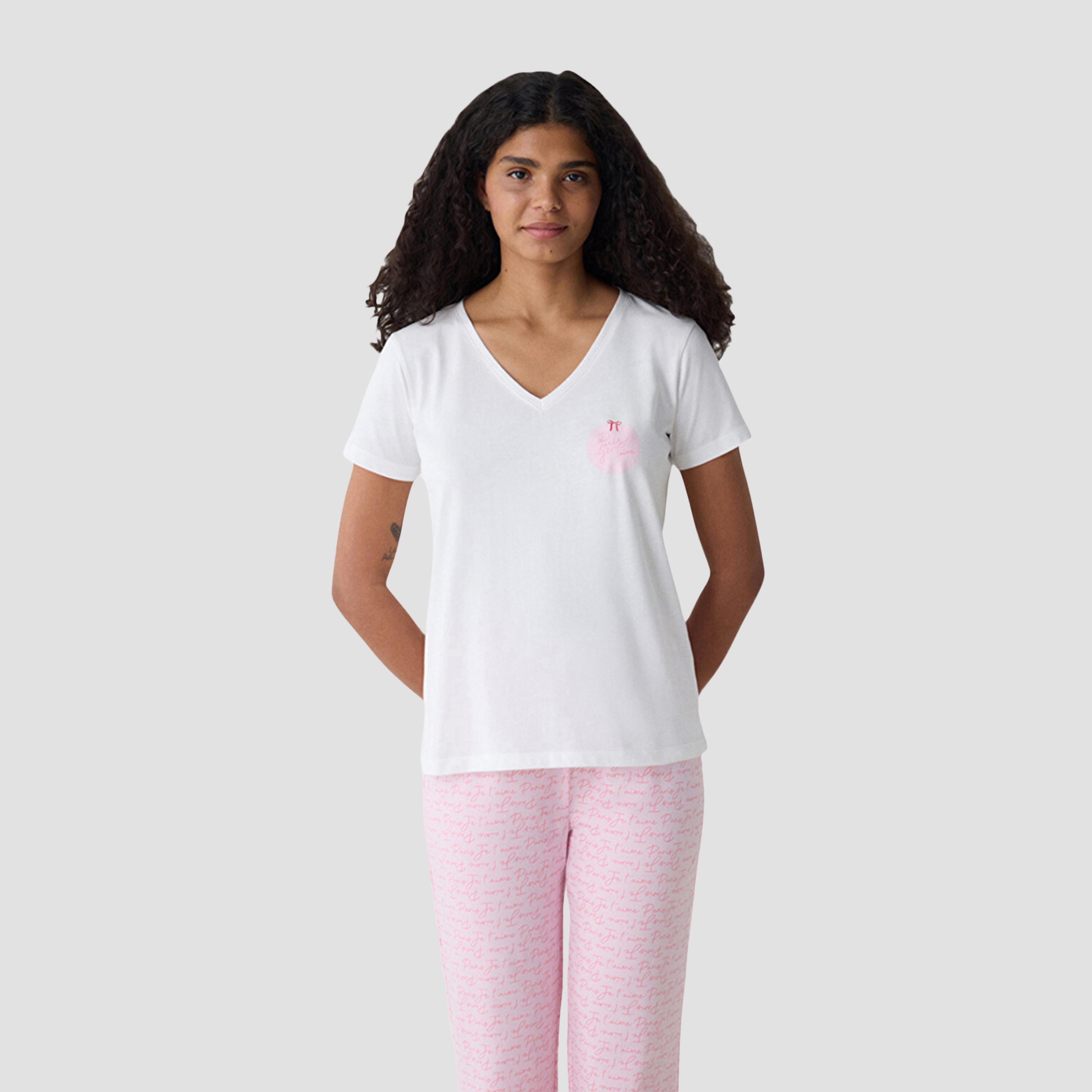 Penti Typographic Women's T-Shirt and Pyjama Set-women-clothing-nightwear-pyjamas-longsets-image-2