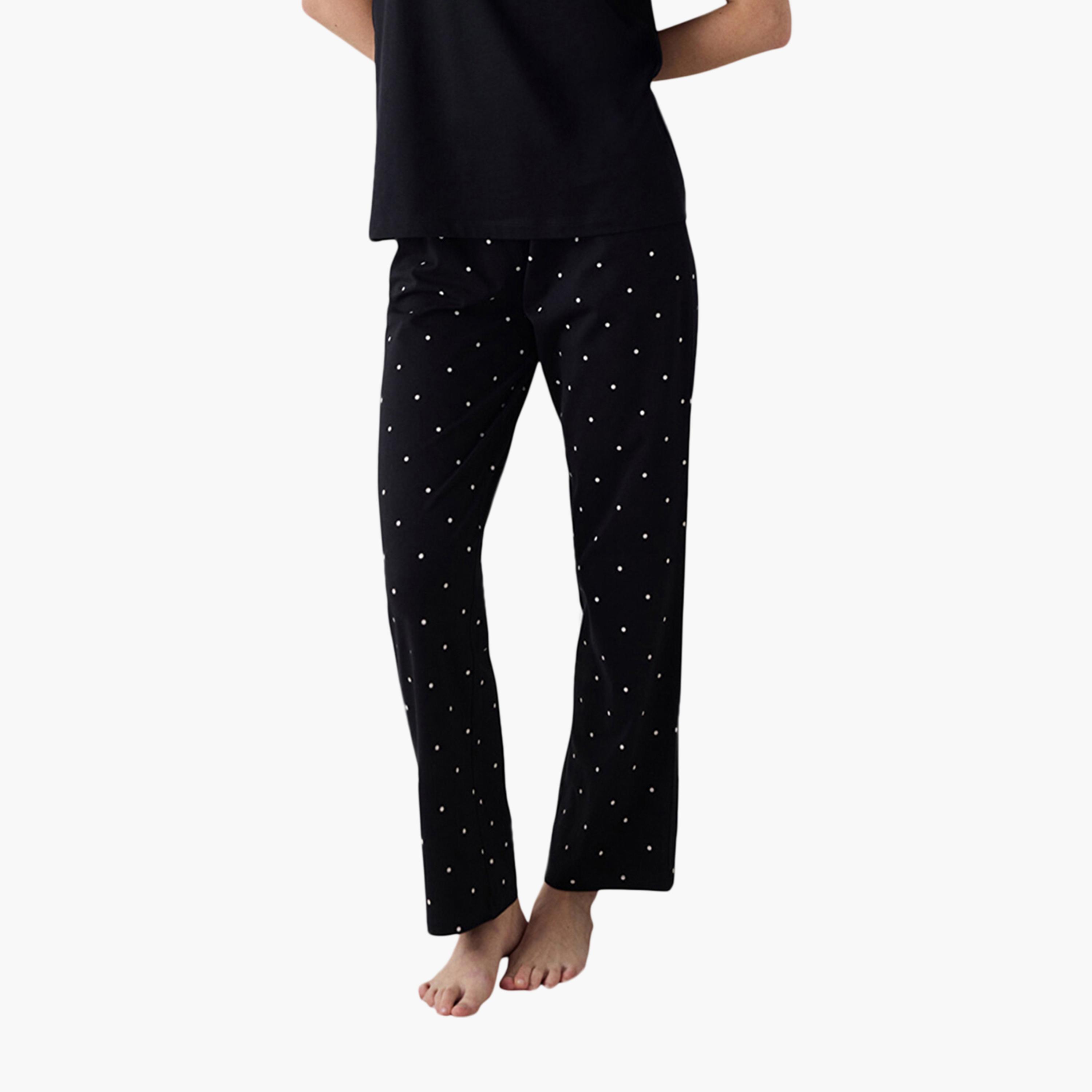 Penti Polka Dot Women's T-Shirt and Pyjama Set-women-clothing-nightwear-pyjamas-longsets-image-3