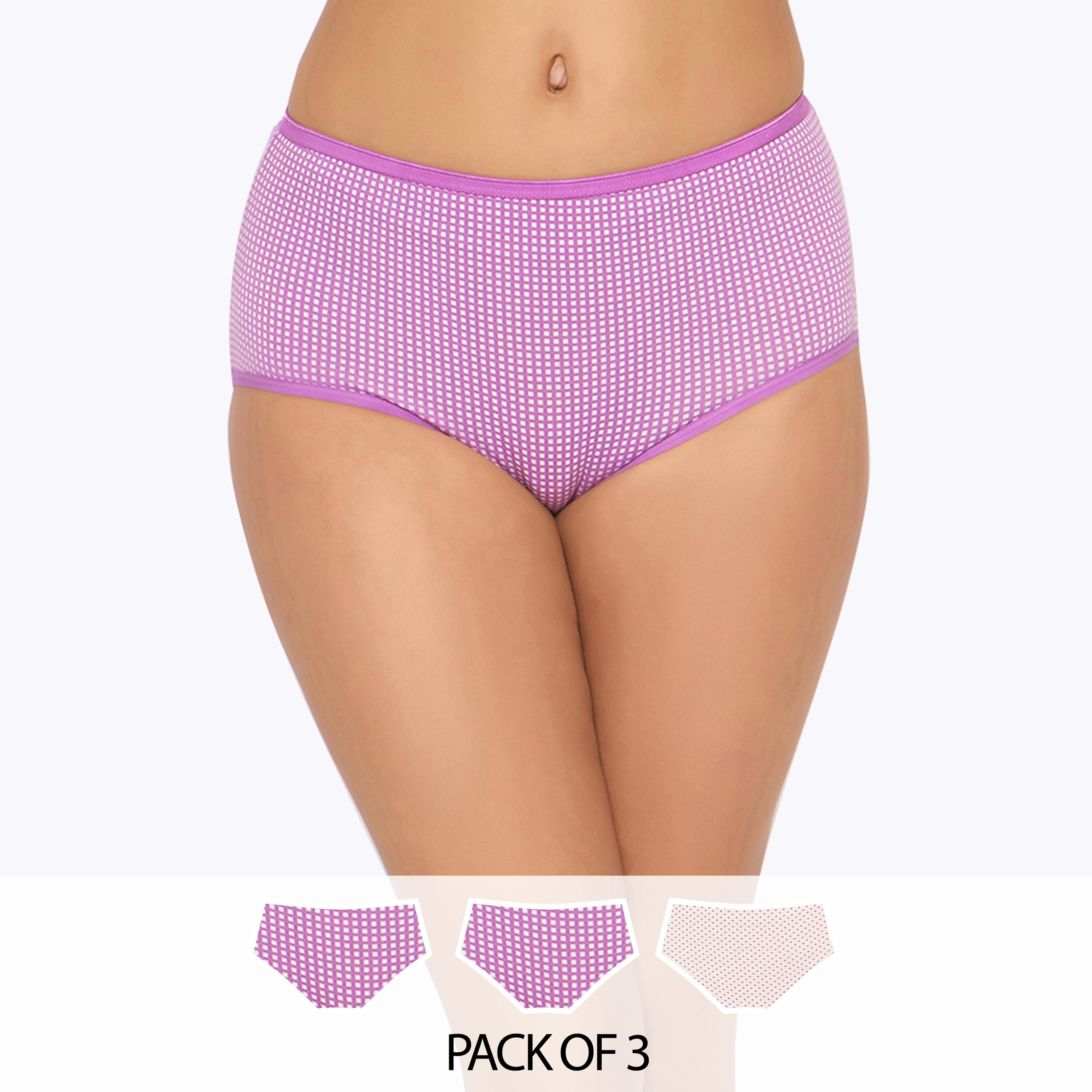 عبوة 3 سراويل هيجستر بخصر عالٍ وطبعة - قطن من كلوفيا-women-clothing-lingerie-panties-image-1