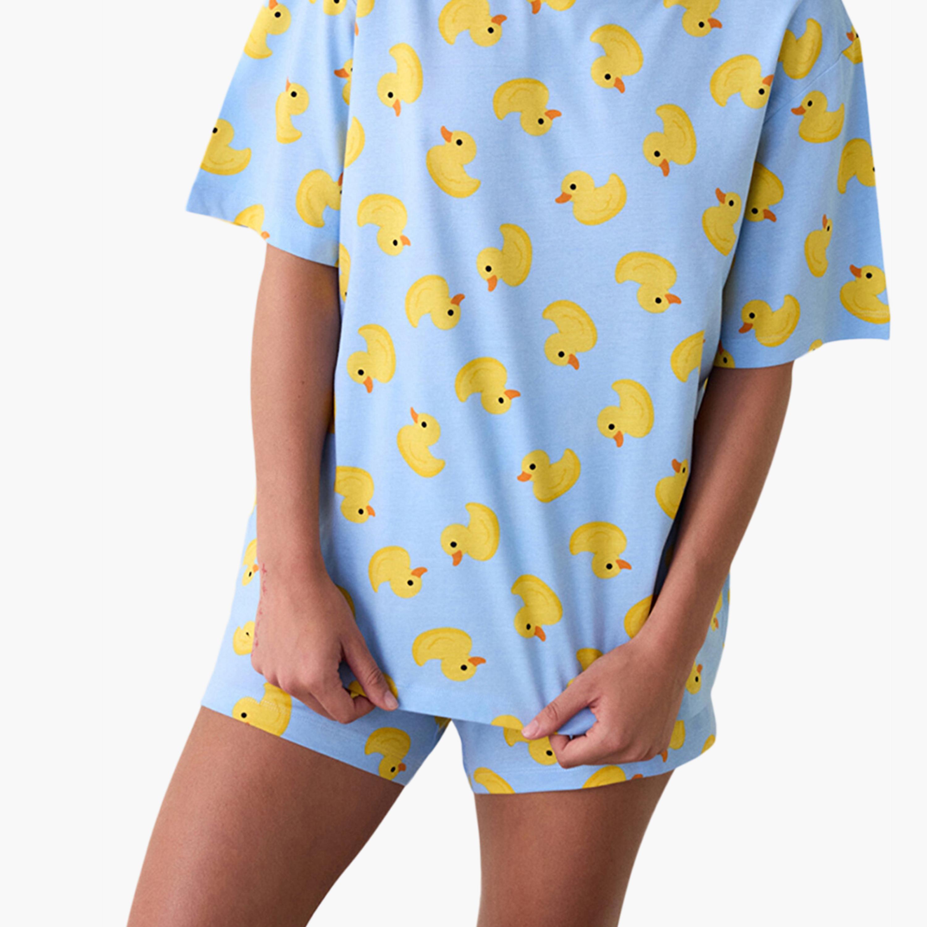 Penti All-Over Duck Print Women's T-Shirt and Shorts Set-women-clothing-nightwear-pyjamas-shortsets-image-3