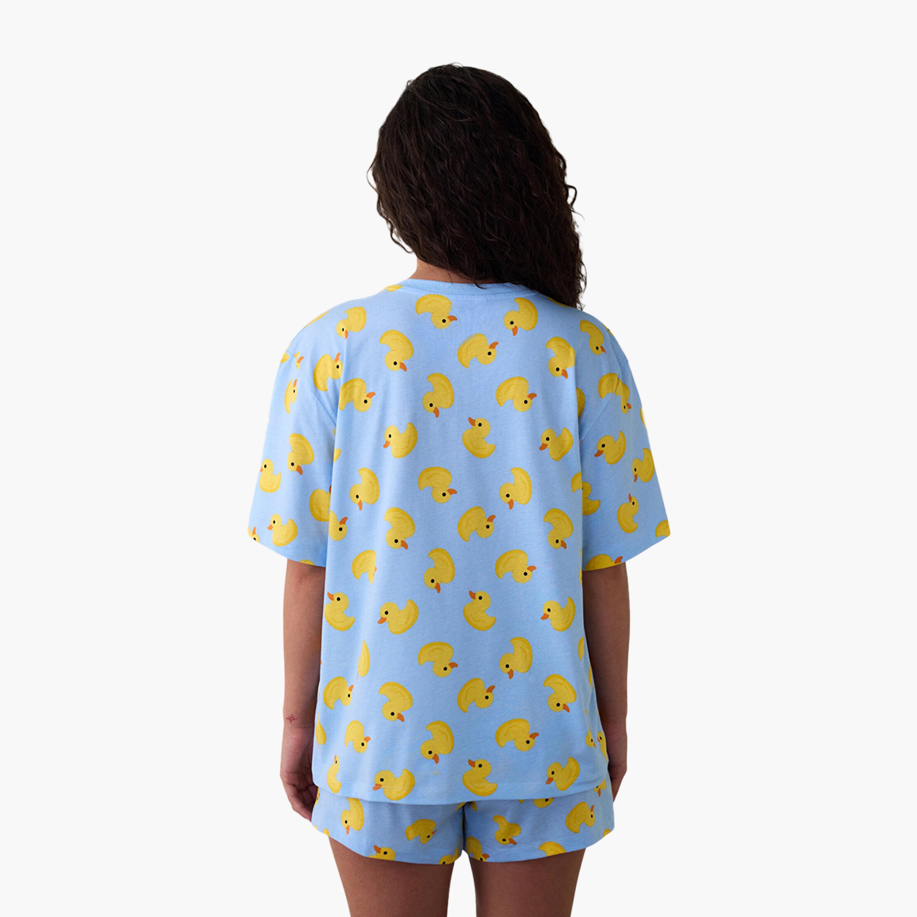 Penti All-Over Duck Print Women's T-Shirt and Shorts Set-women-clothing-nightwear-pyjamas-shortsets-image-4