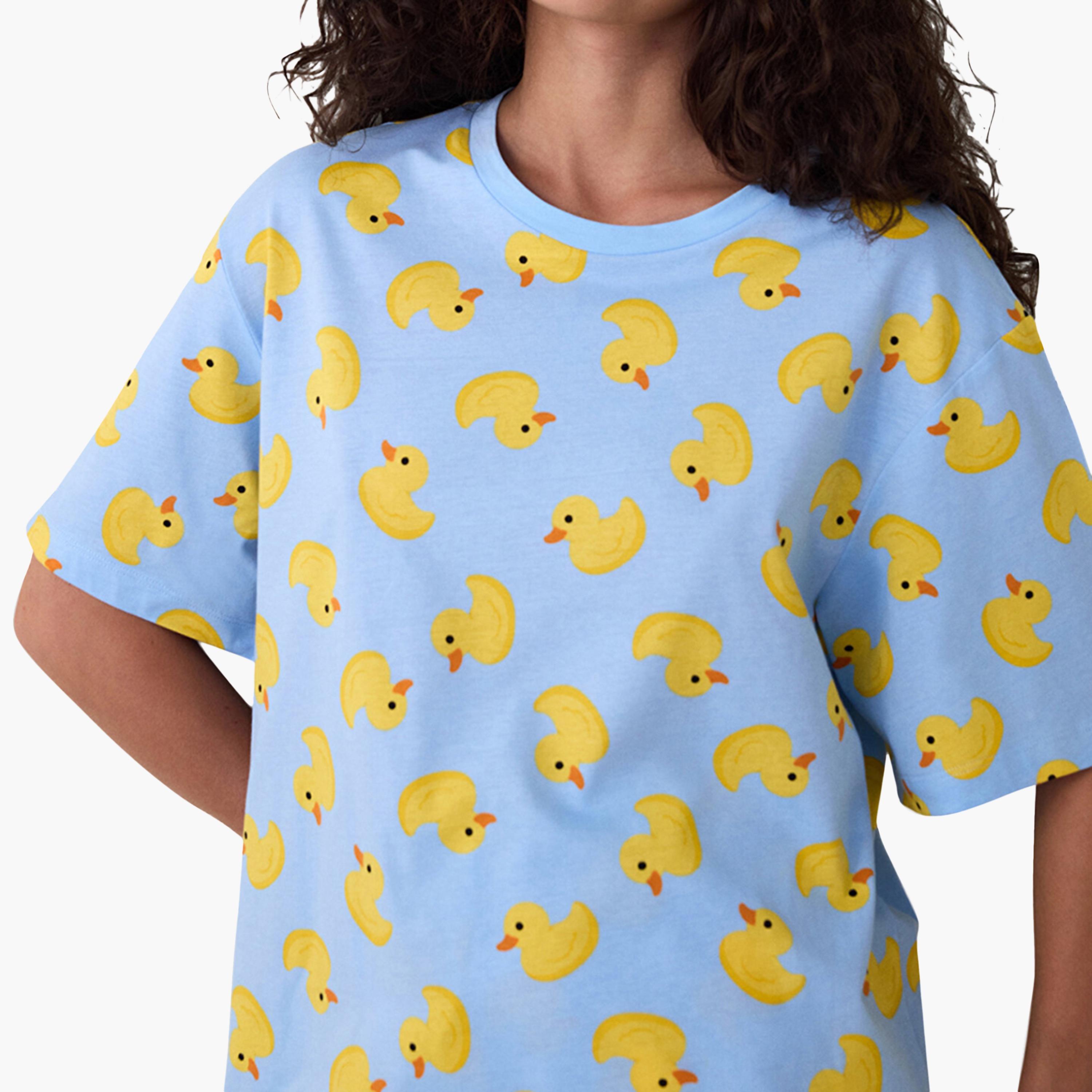 Penti All-Over Duck Print Women's T-Shirt and Shorts Set-women-clothing-nightwear-pyjamas-shortsets-image-5