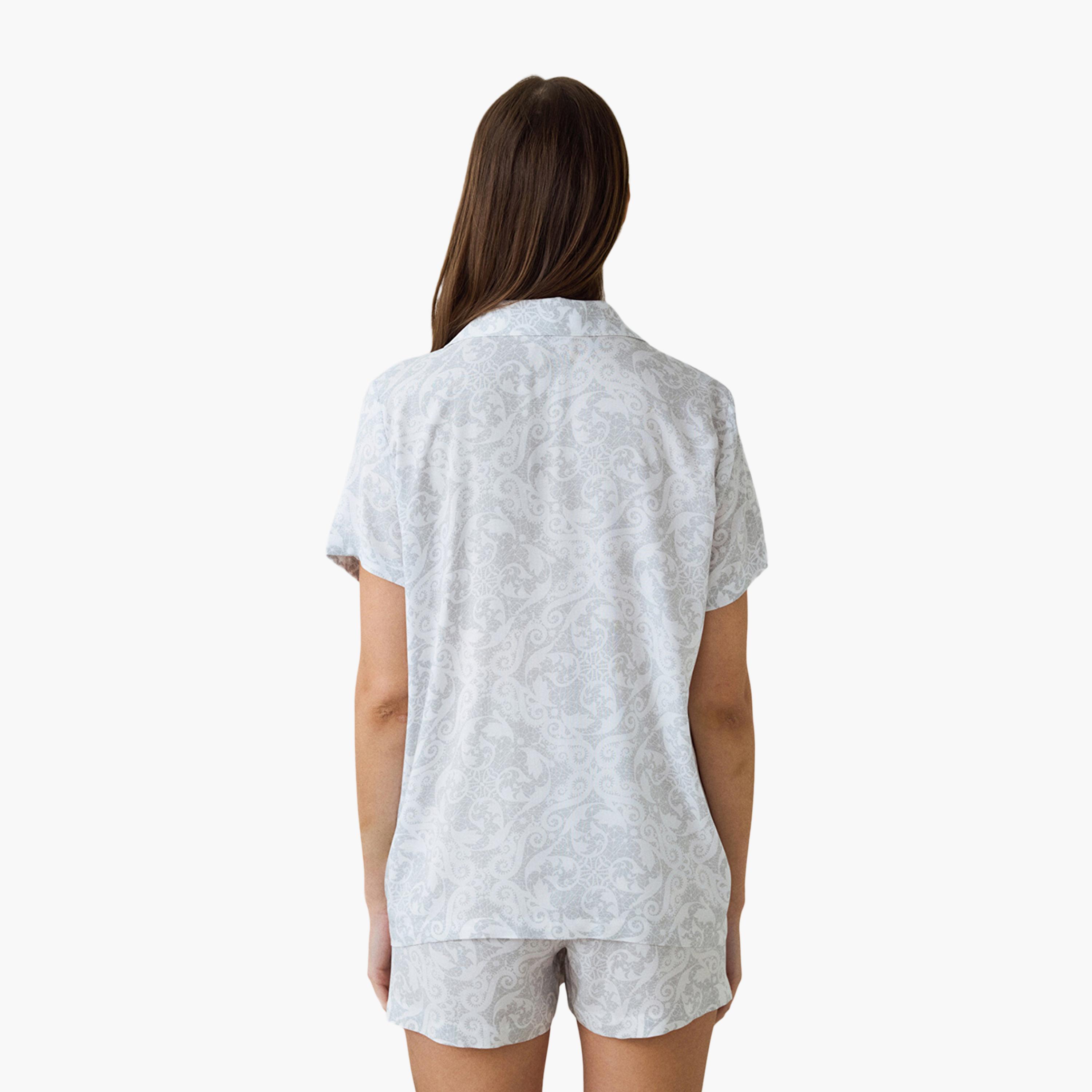 طقم قميص وشورت نسائي بطبعة بيزلي من بينتي-women-clothing-nightwear-pyjamas-shortsets-image-3