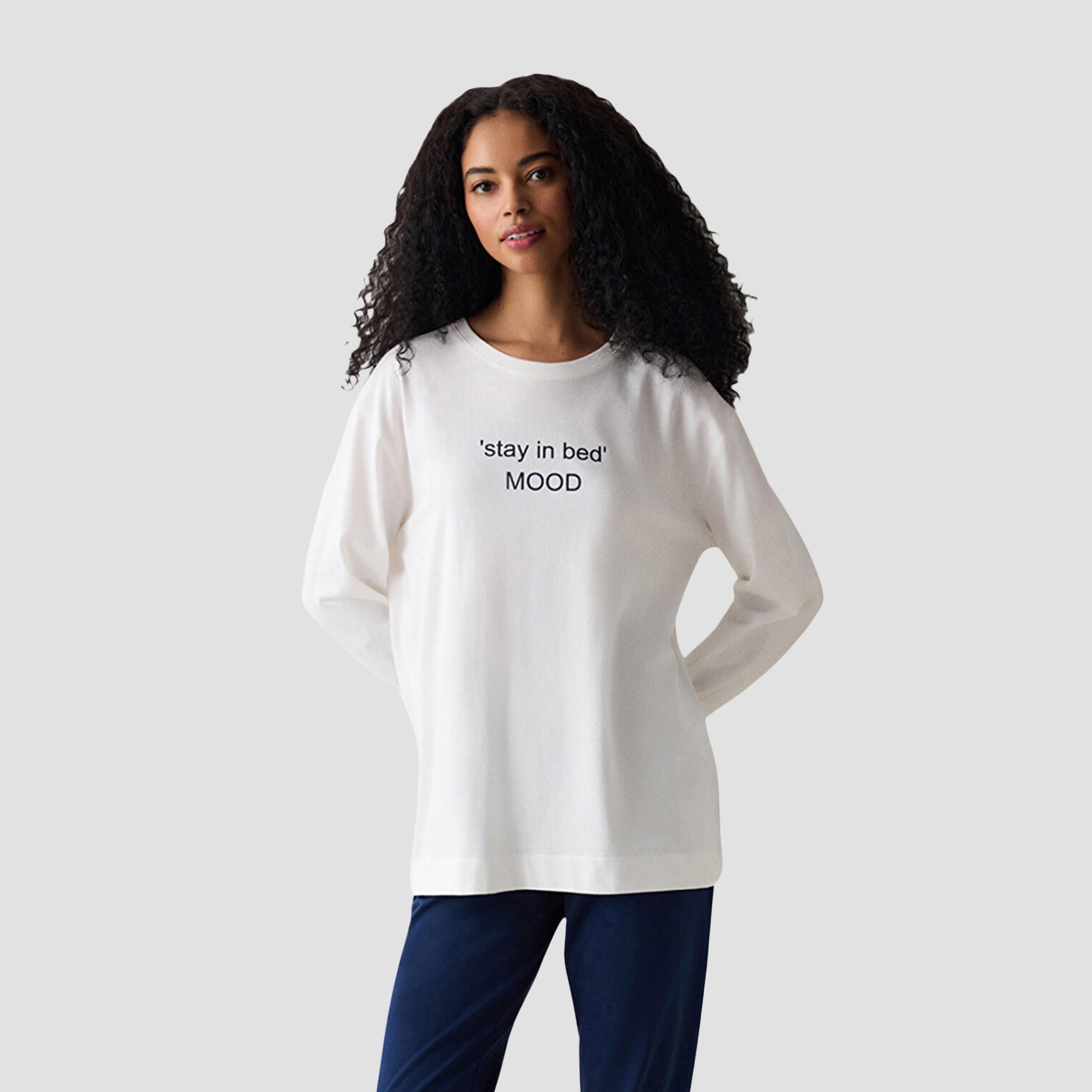 Penti Text-Print Women's T-Shirt and Pyjama Set-women-clothing-nightwear-pyjamas-longsets-image-2