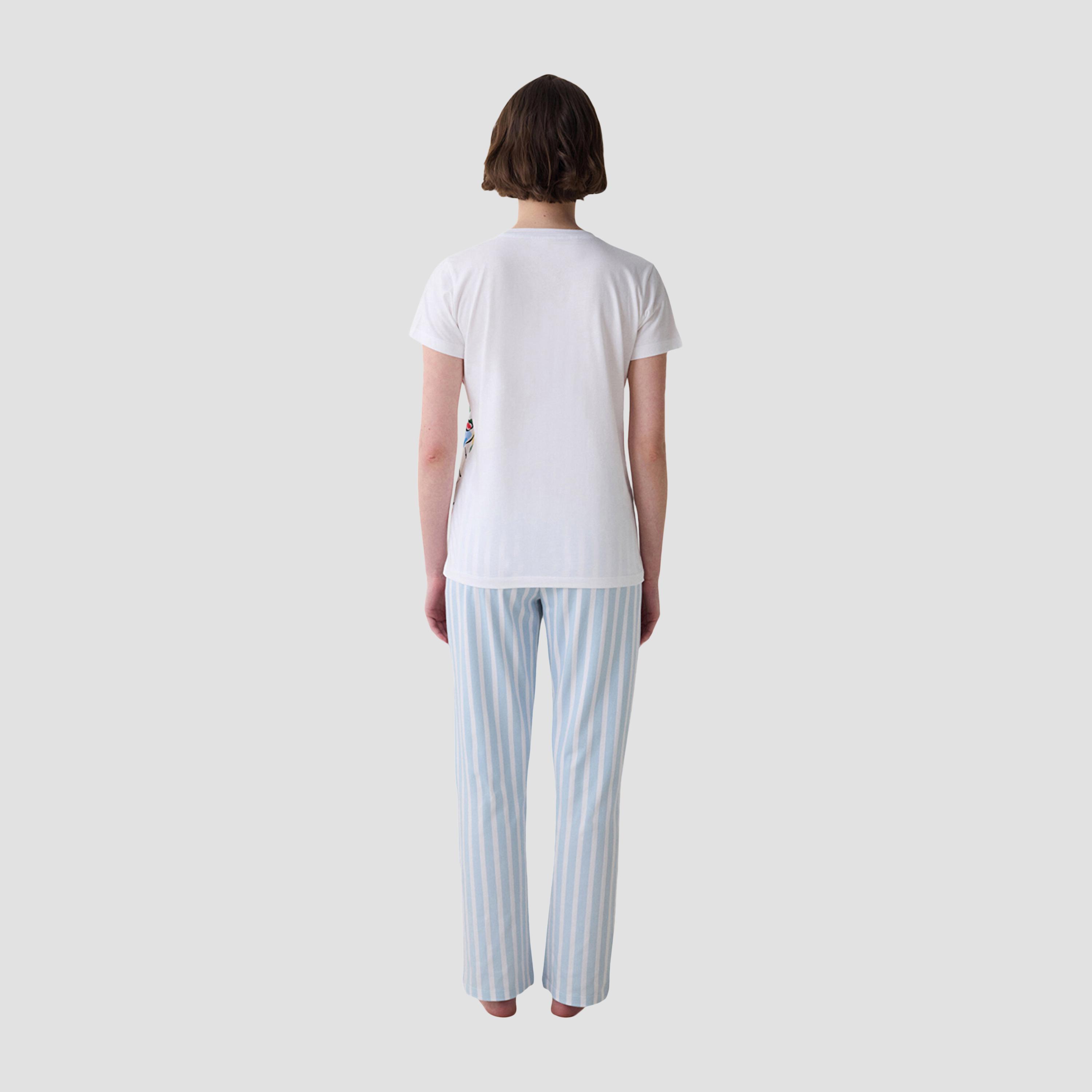 طقم تي شيرت وبيجامة نسائي بطبعة شخصية من بينتي-women-clothing-nightwear-pyjamas-longsets-image-4