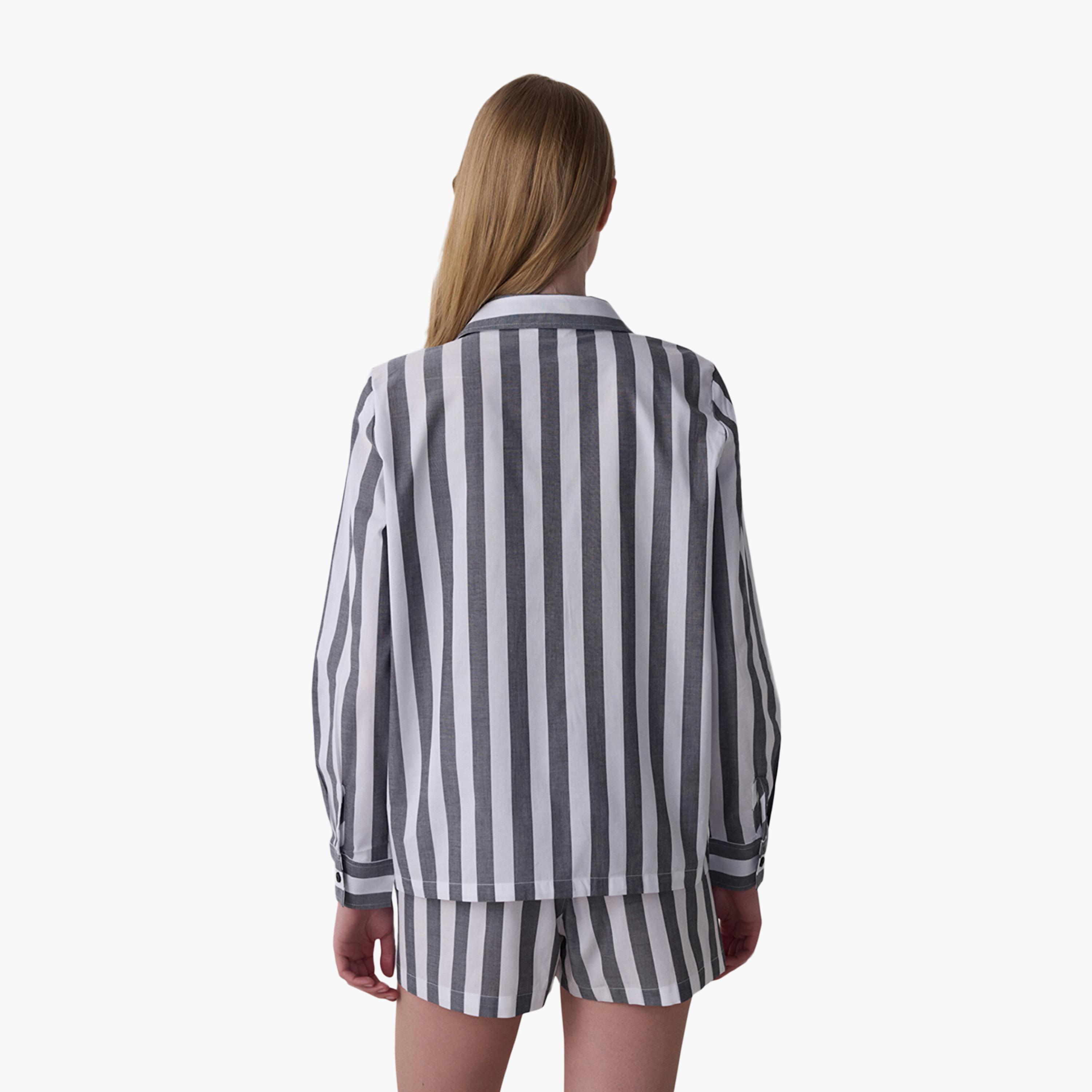 طقم قميص وشورت مخطط للنساء من بينتي-women-clothing-nightwear-pyjamas-shortsets-image-4