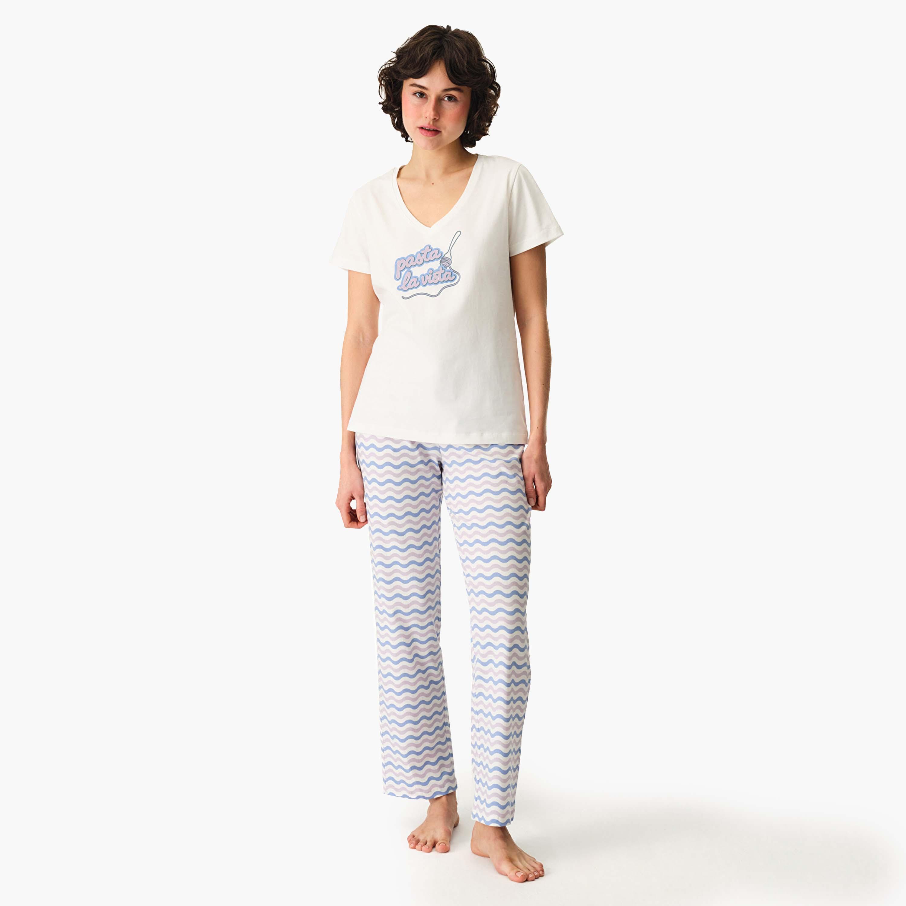 Penti Women's Printed T-Shirt & Pyjama Set-women-clothing-nightwear-pyjamas-longsets-image-1
