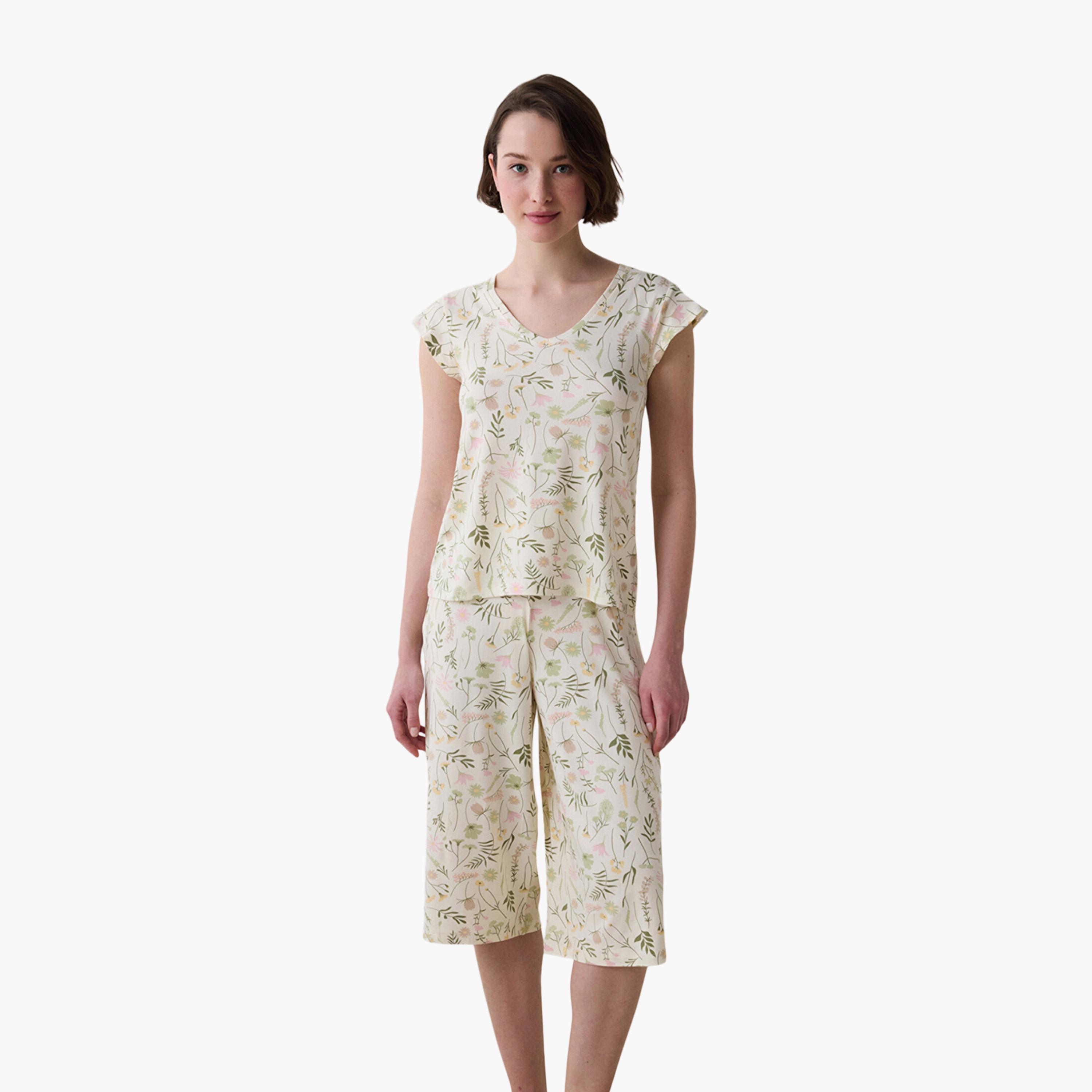 Penti Floral Print Women's Top and Capri Set-women-clothing-nightwear-pyjamas-longsets-image-1
