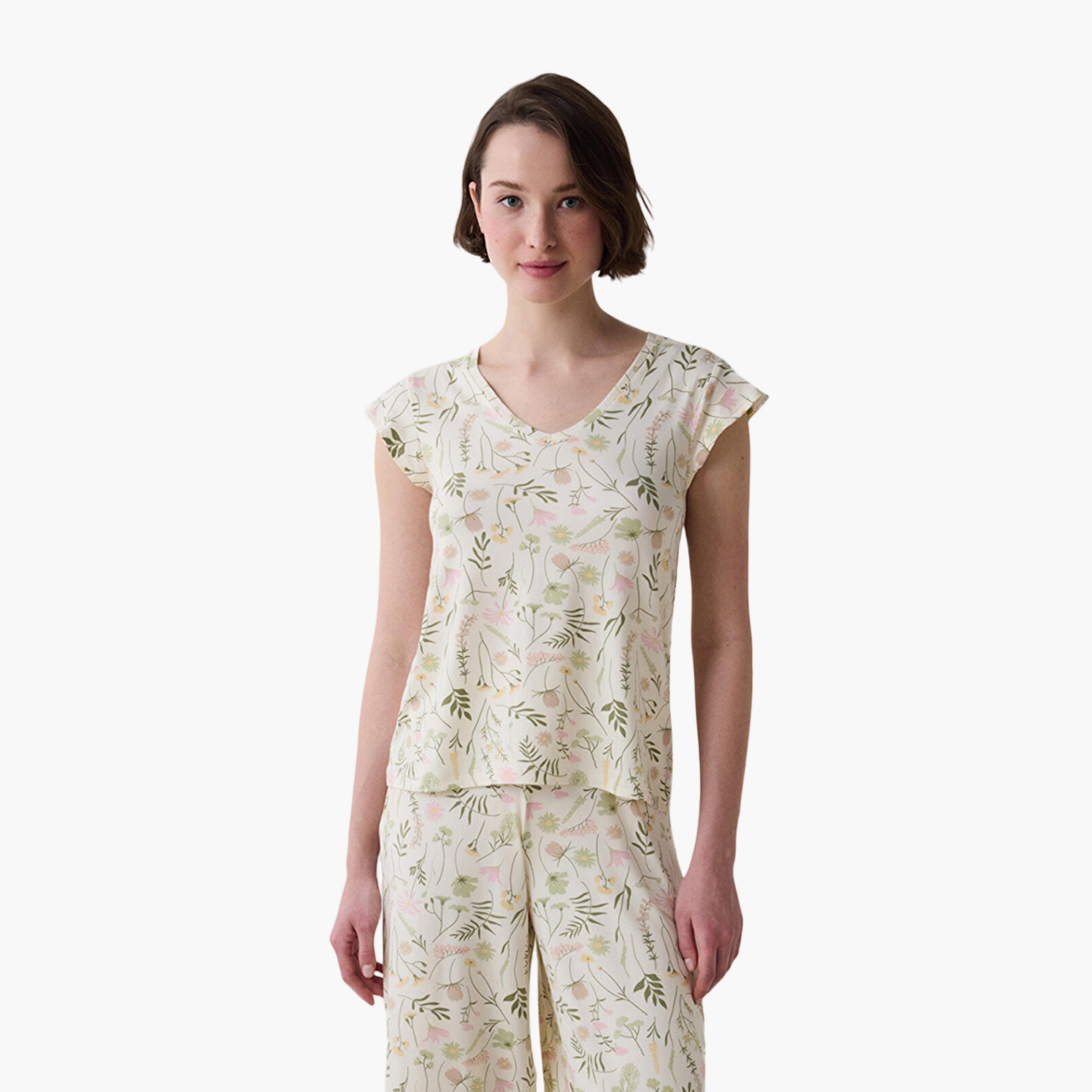 Penti Floral Print Women's Top and Capri Set-women-clothing-nightwear-pyjamas-longsets-image-2