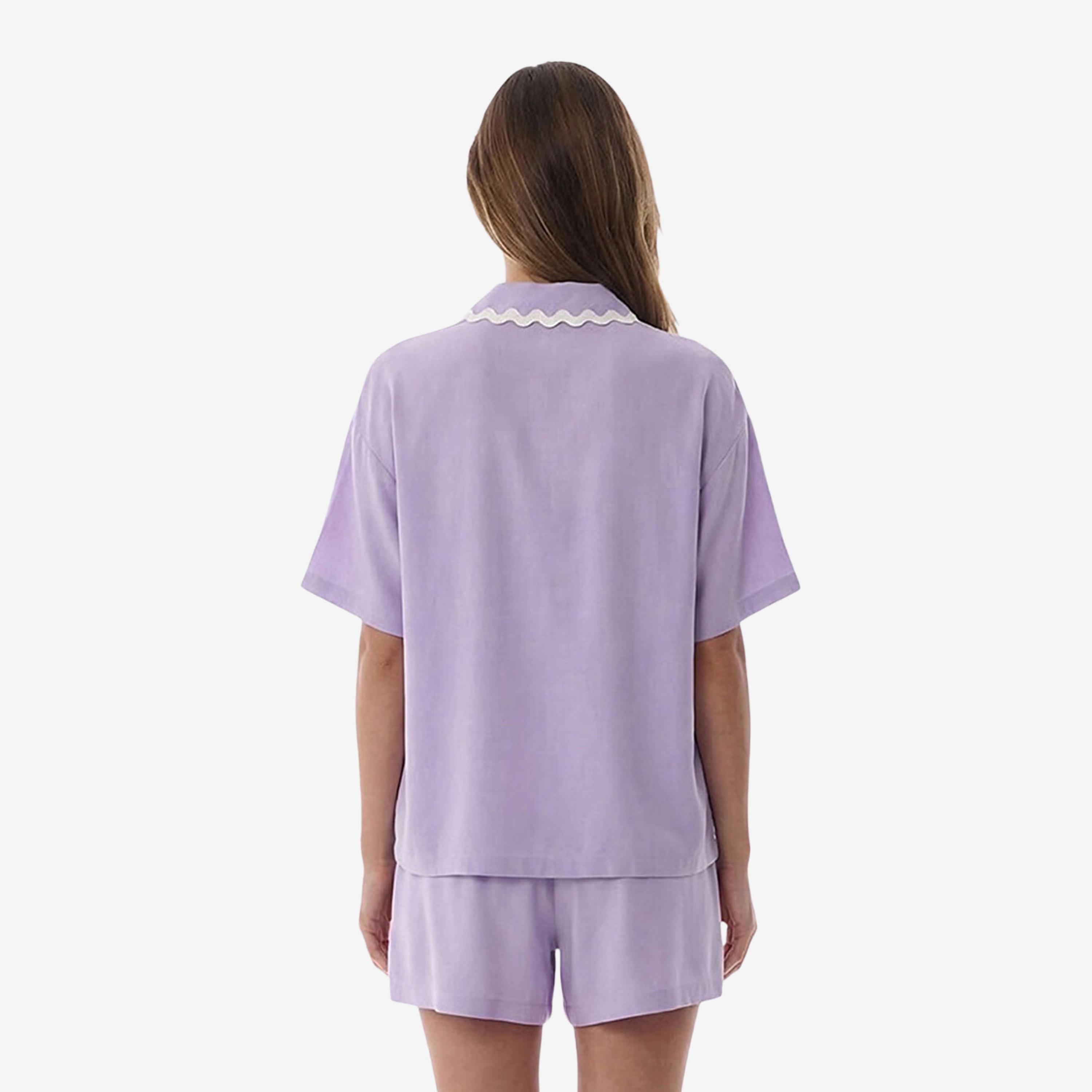 طقم نوم حريمي قميص بياقة مفردة (سبريد) وشورت من بينتي-women-clothing-nightwear-pyjamas-shortsets-image-2